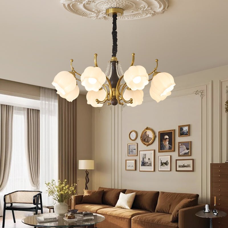 Lustra Chandelier Wood Glass Vintage - Letslighting
