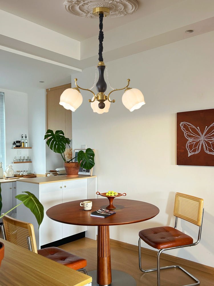 Lustra Chandelier Wood Glass Vintage - Letslighting