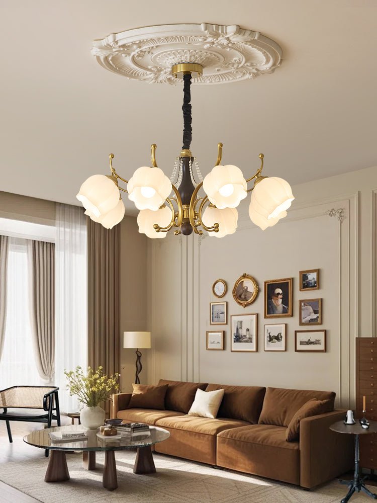 Lustra Chandelier Wood Glass Vintage - Letslighting