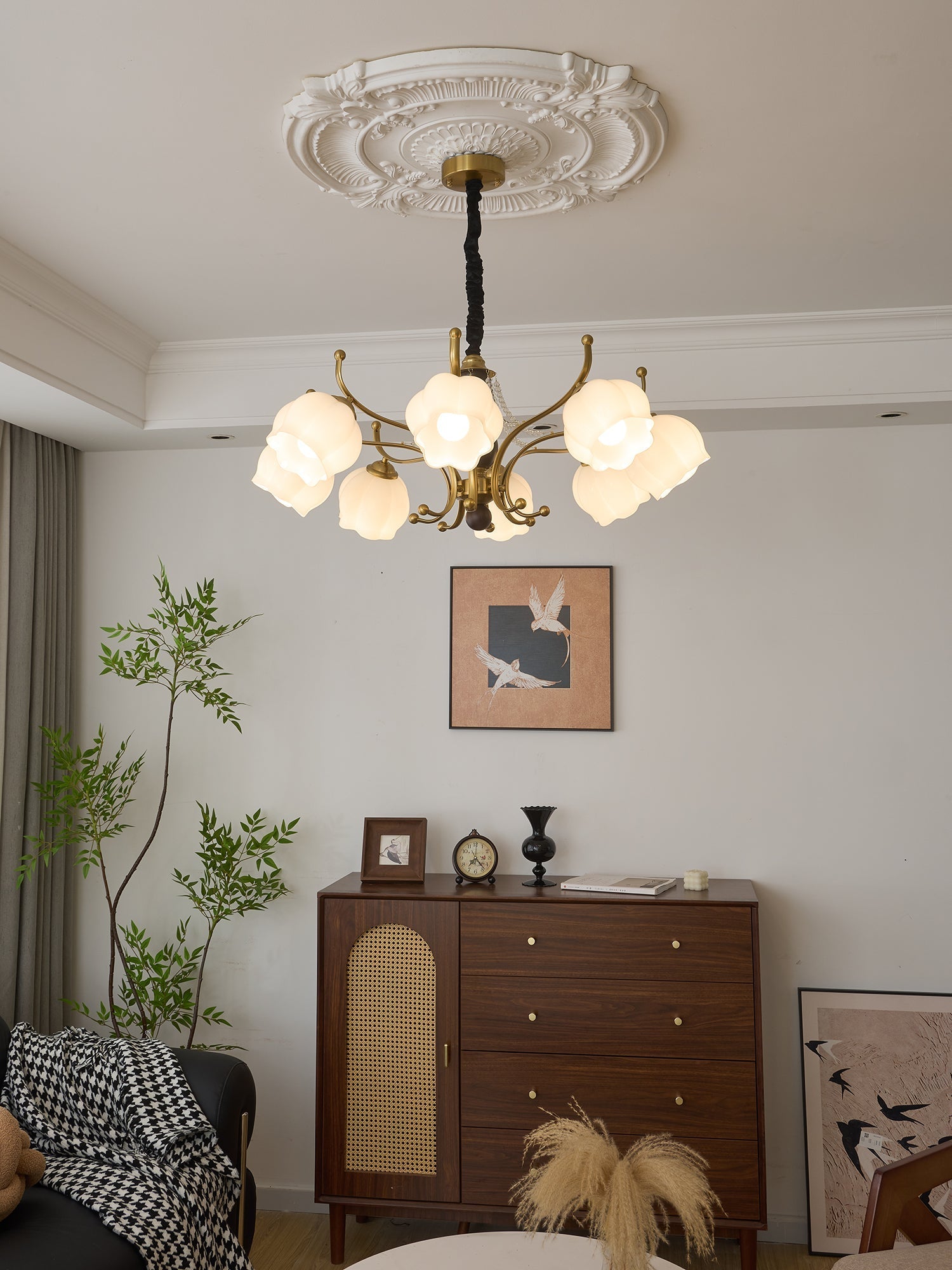 Lustra Chandelier Wood Glass Vintage - Letslighting