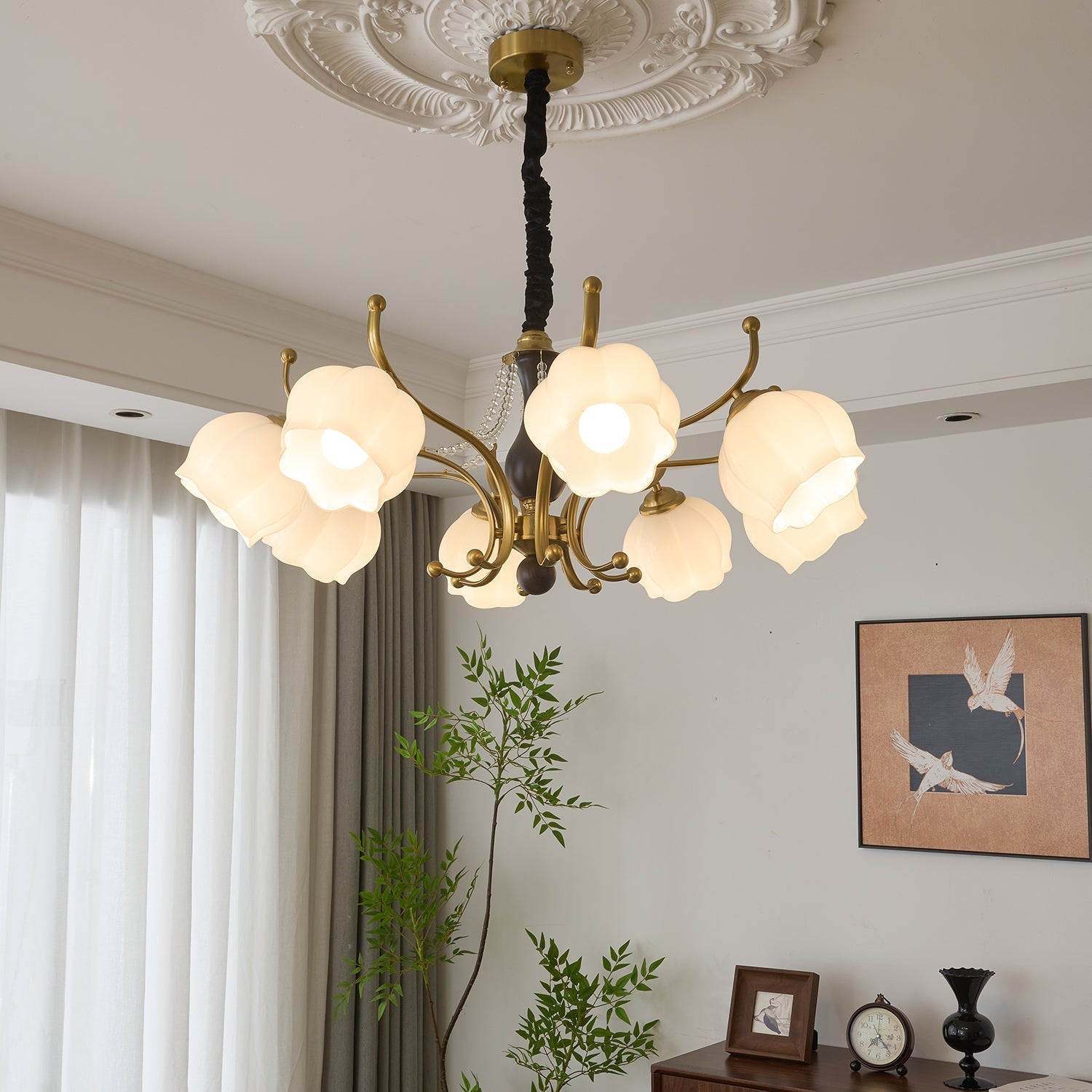 Lustra Chandelier Wood Glass Vintage - Letslighting