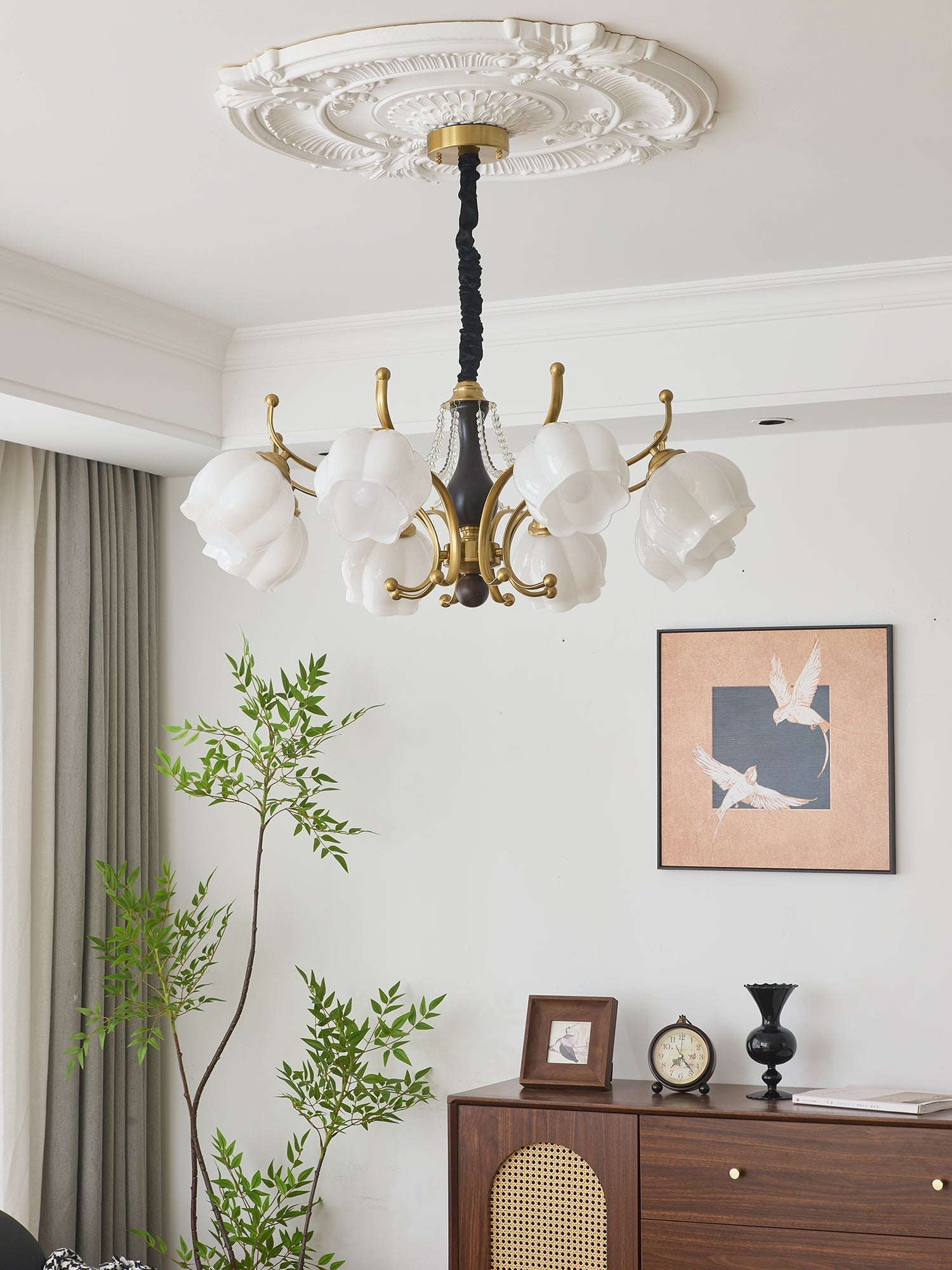 Lustra Chandelier Wood Glass Vintage - Letslighting