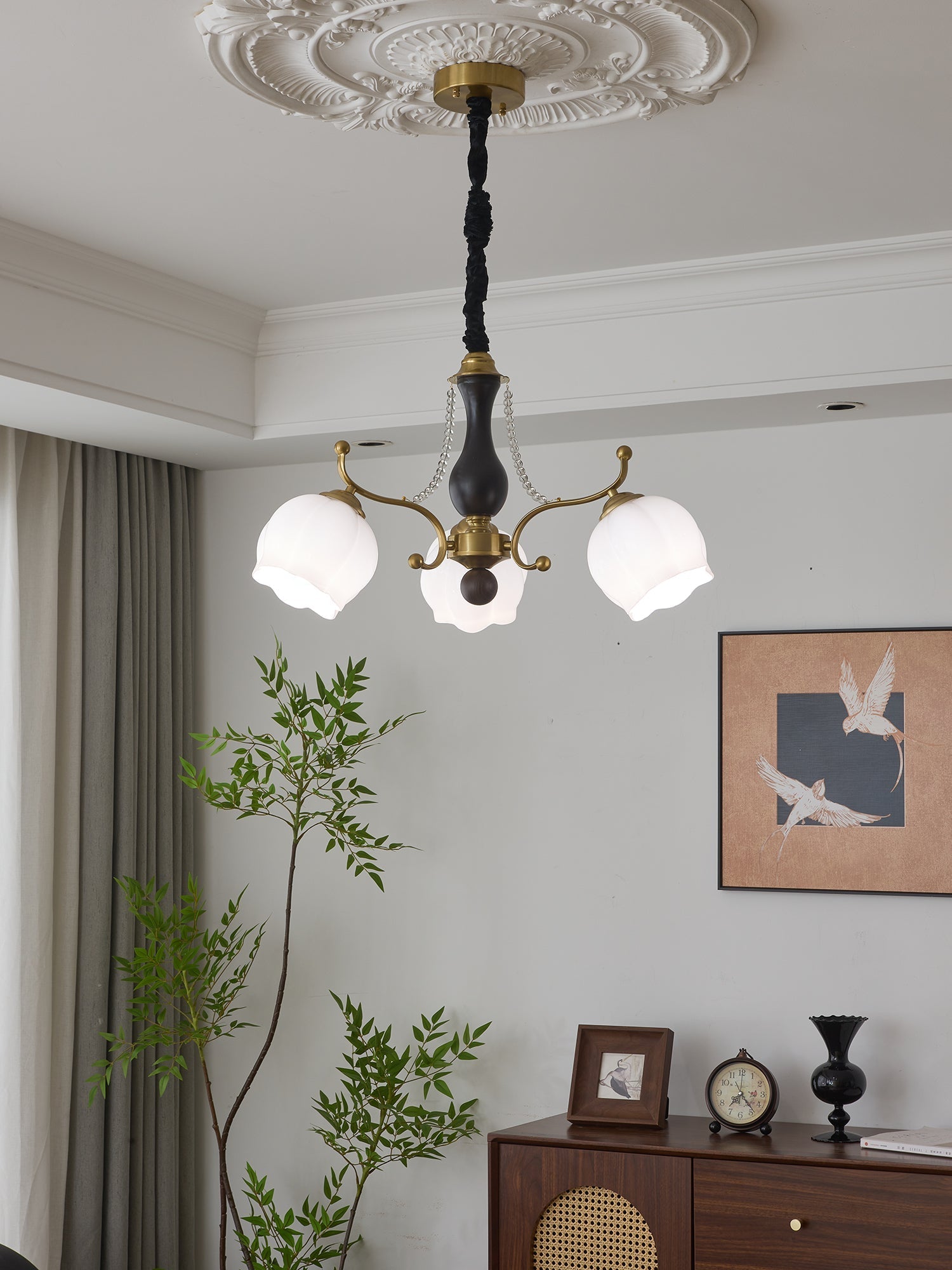 Lustra Chandelier Wood Glass Vintage - Letslighting