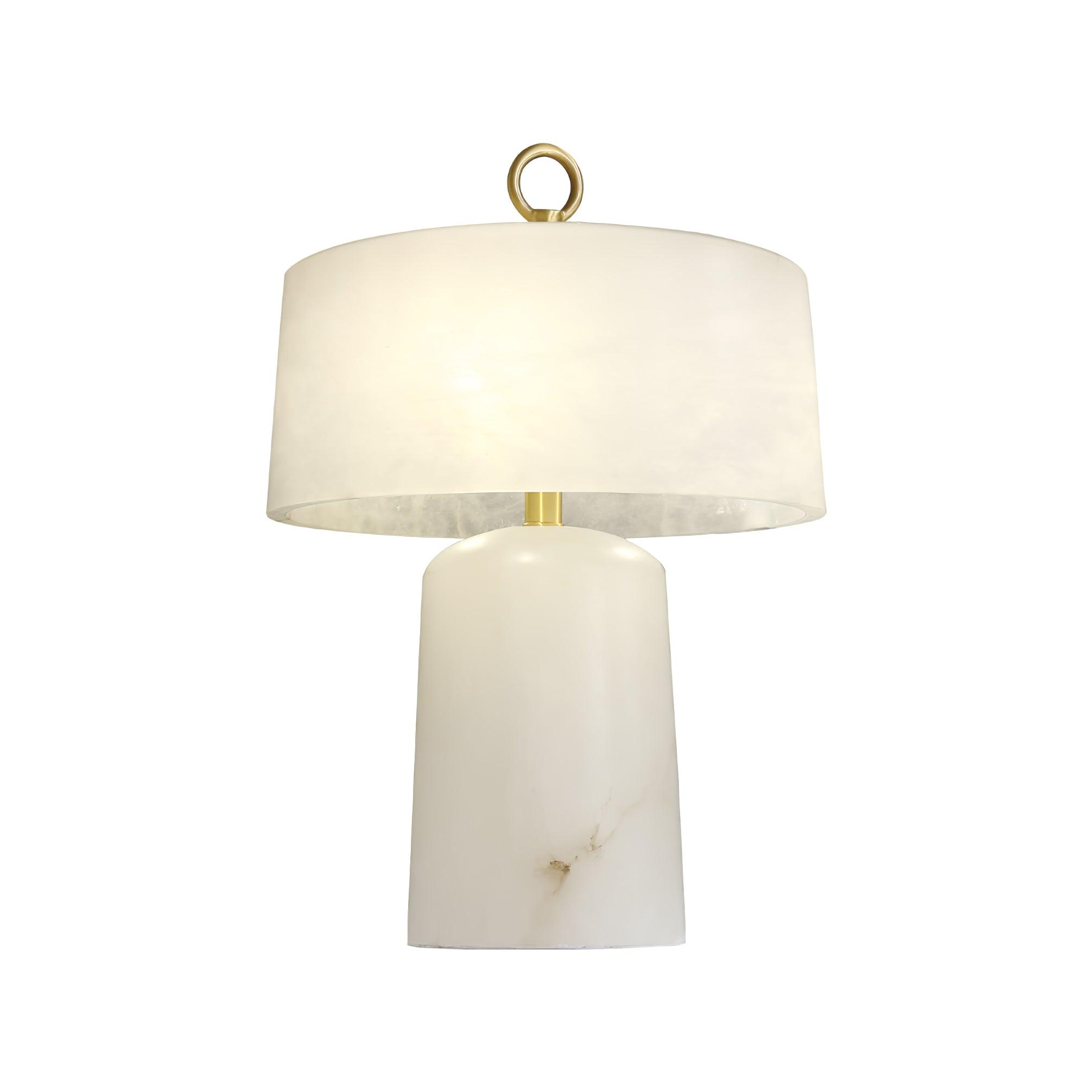 Eurvynyra Drum Alabaster Table Lamp - Letslighting