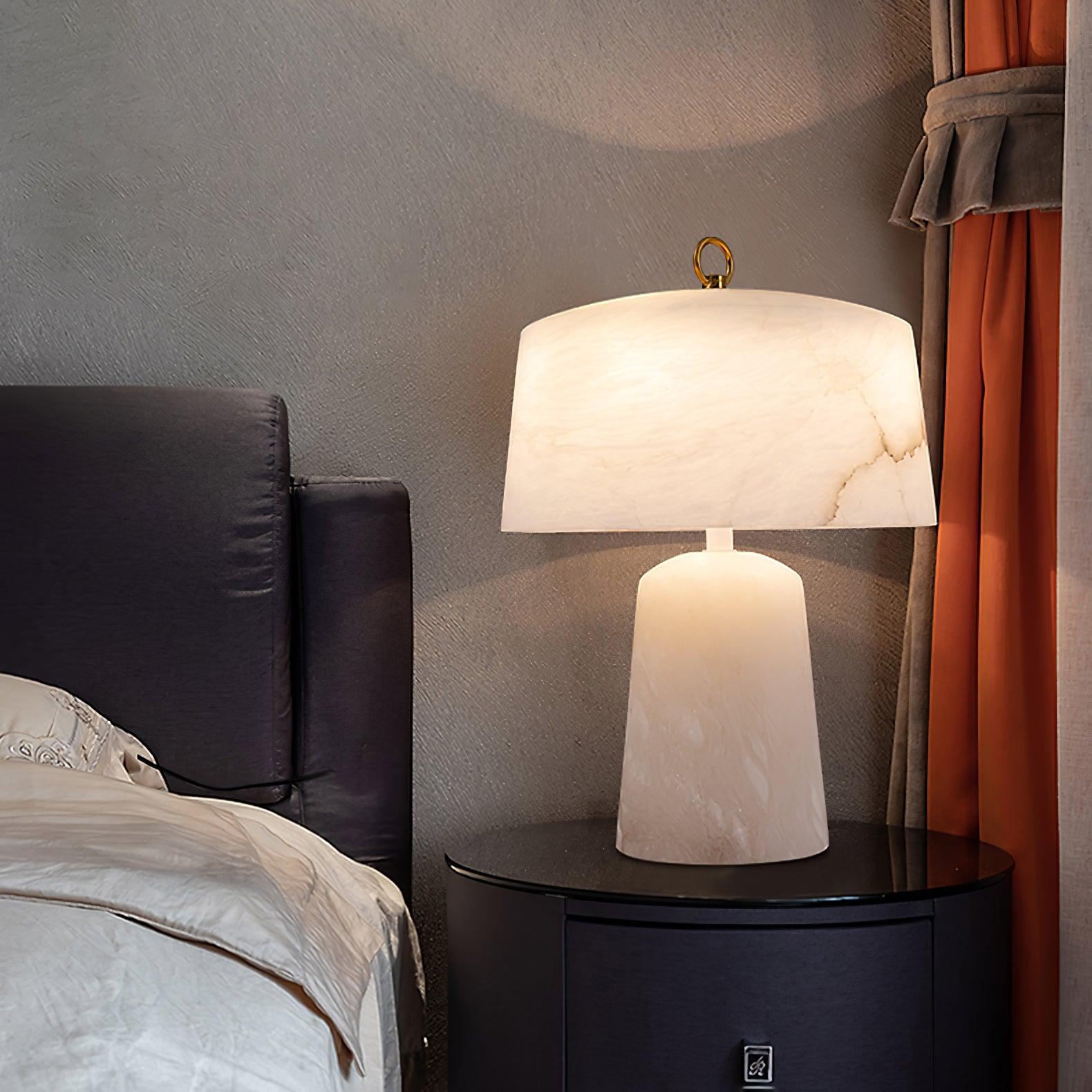 Eurvynyra Drum Alabaster Table Lamp - Letslighting