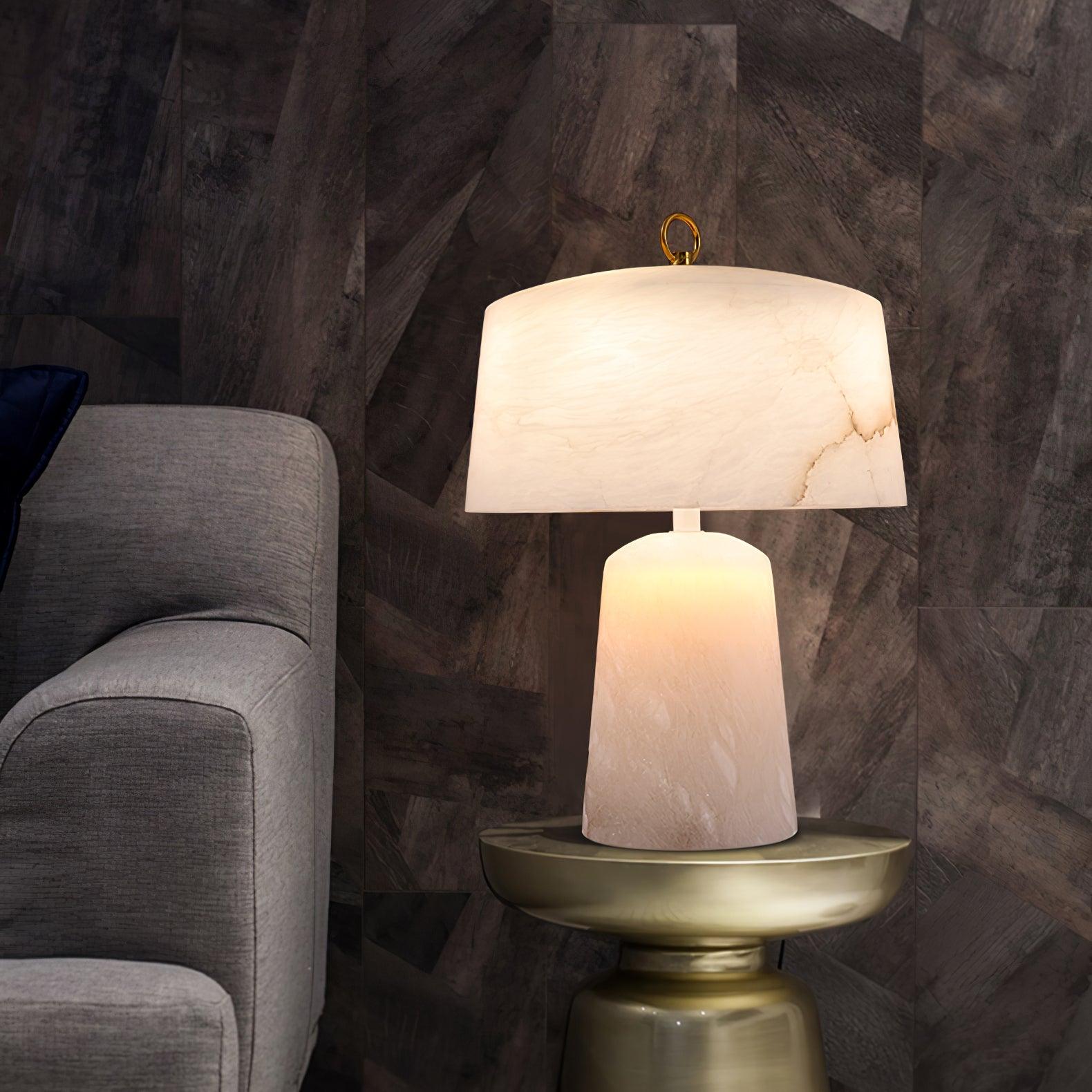 Eurvynyra Drum Alabaster Table Lamp - Letslighting