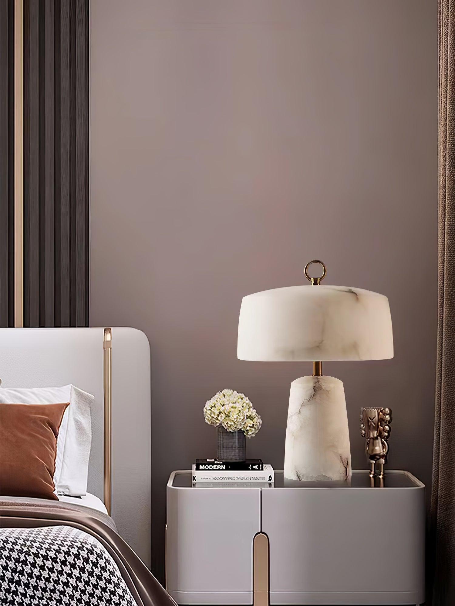 Eurvynyra Drum Alabaster Table Lamp - Letslighting