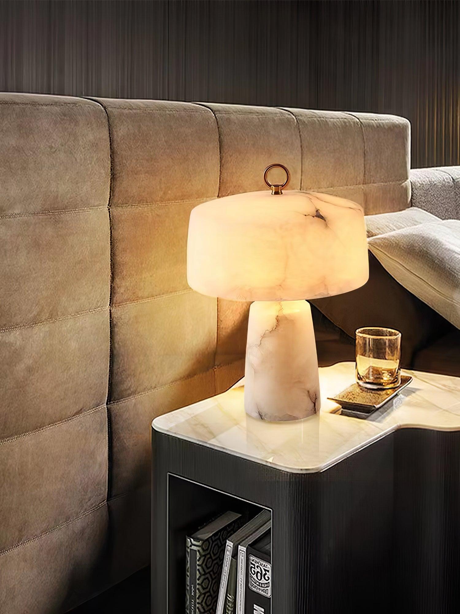 Eurvynyra Drum Alabaster Table Lamp - Letslighting