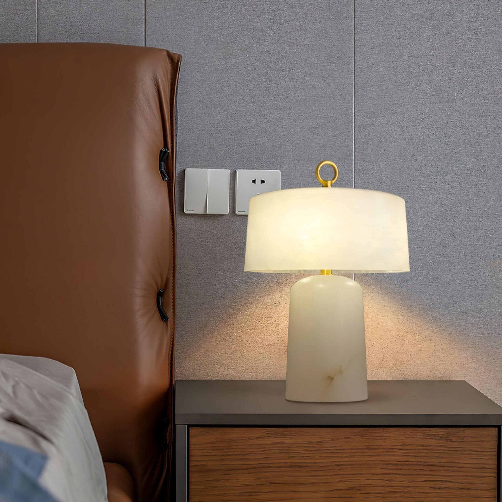 Eurvynyra Drum Alabaster Table Lamp - Letslighting