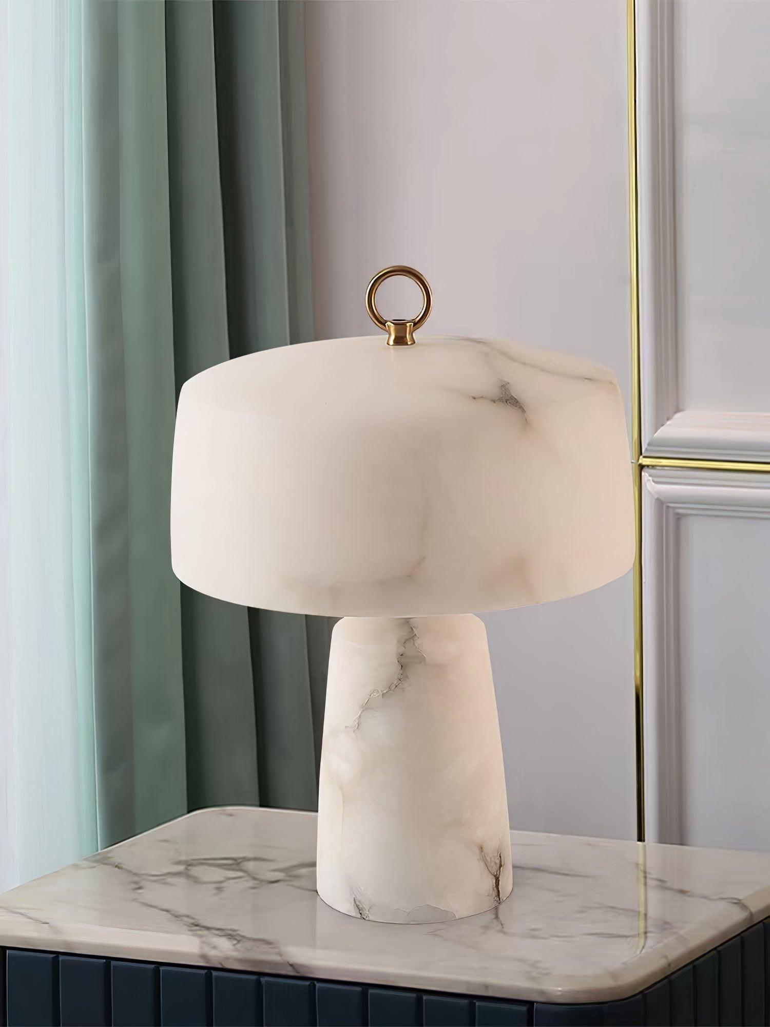 Eurvynyra Drum Alabaster Table Lamp - Letslighting