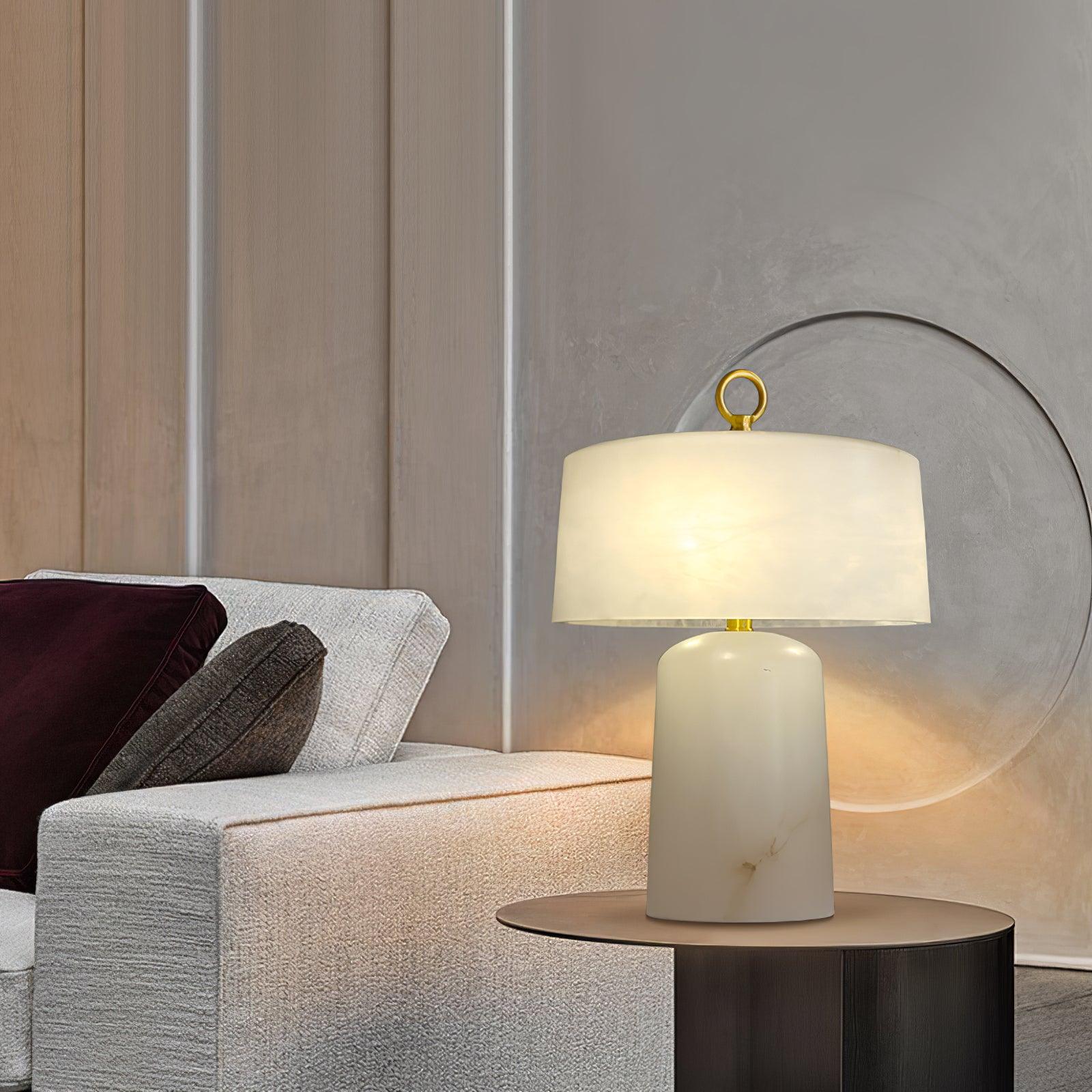 Eurvynyra Drum Alabaster Table Lamp - Letslighting