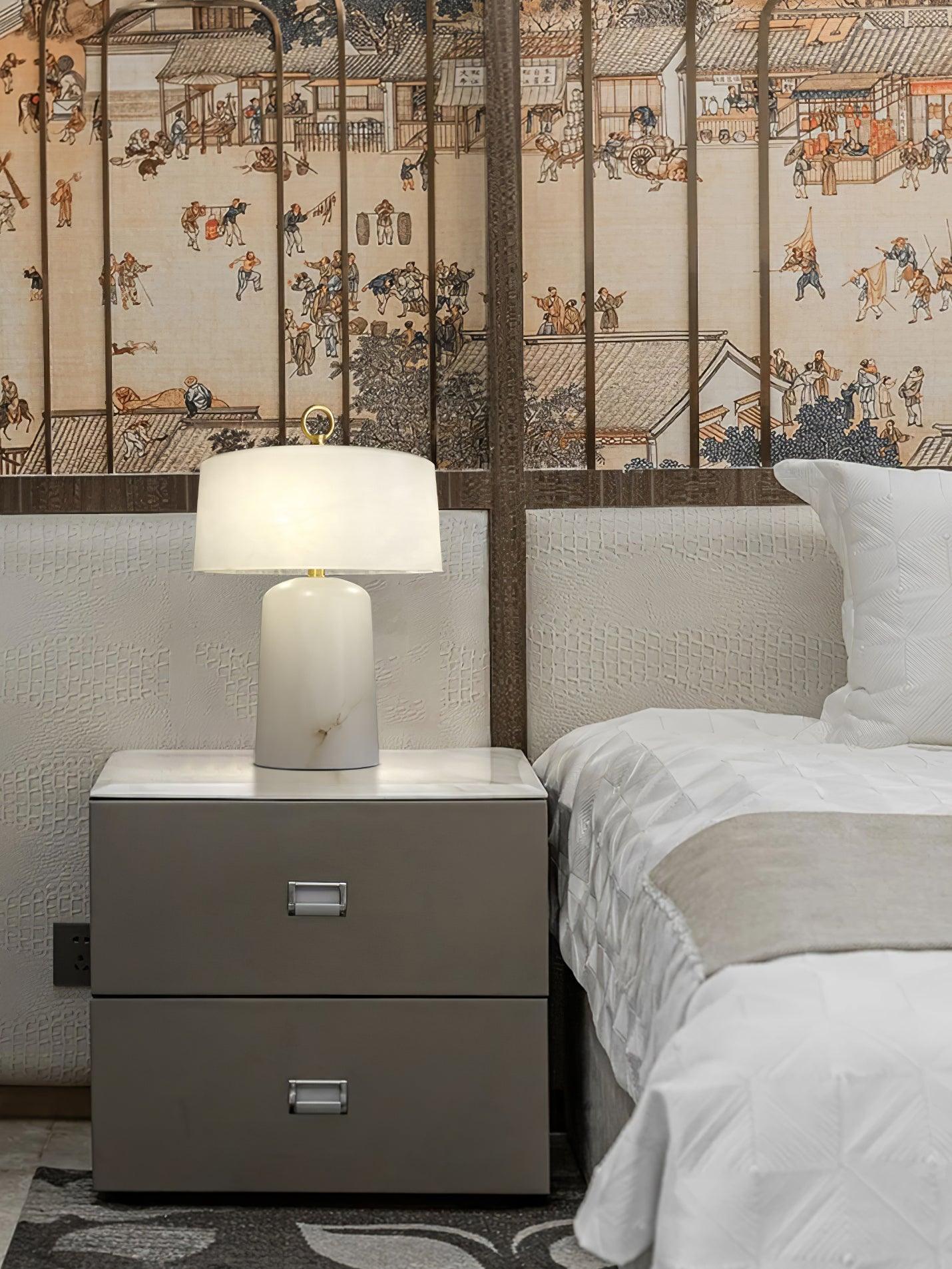 Eurvynyra Drum Alabaster Table Lamp - Letslighting