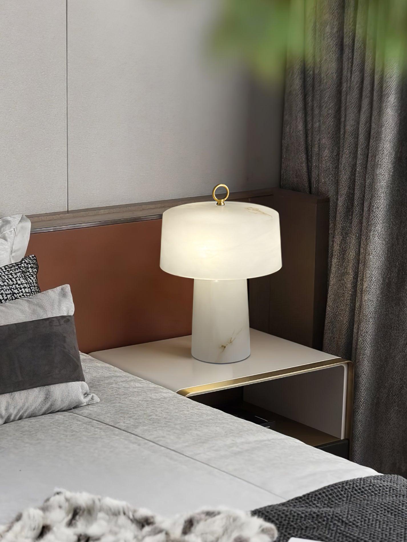 Eurvynyra Drum Alabaster Table Lamp - Letslighting