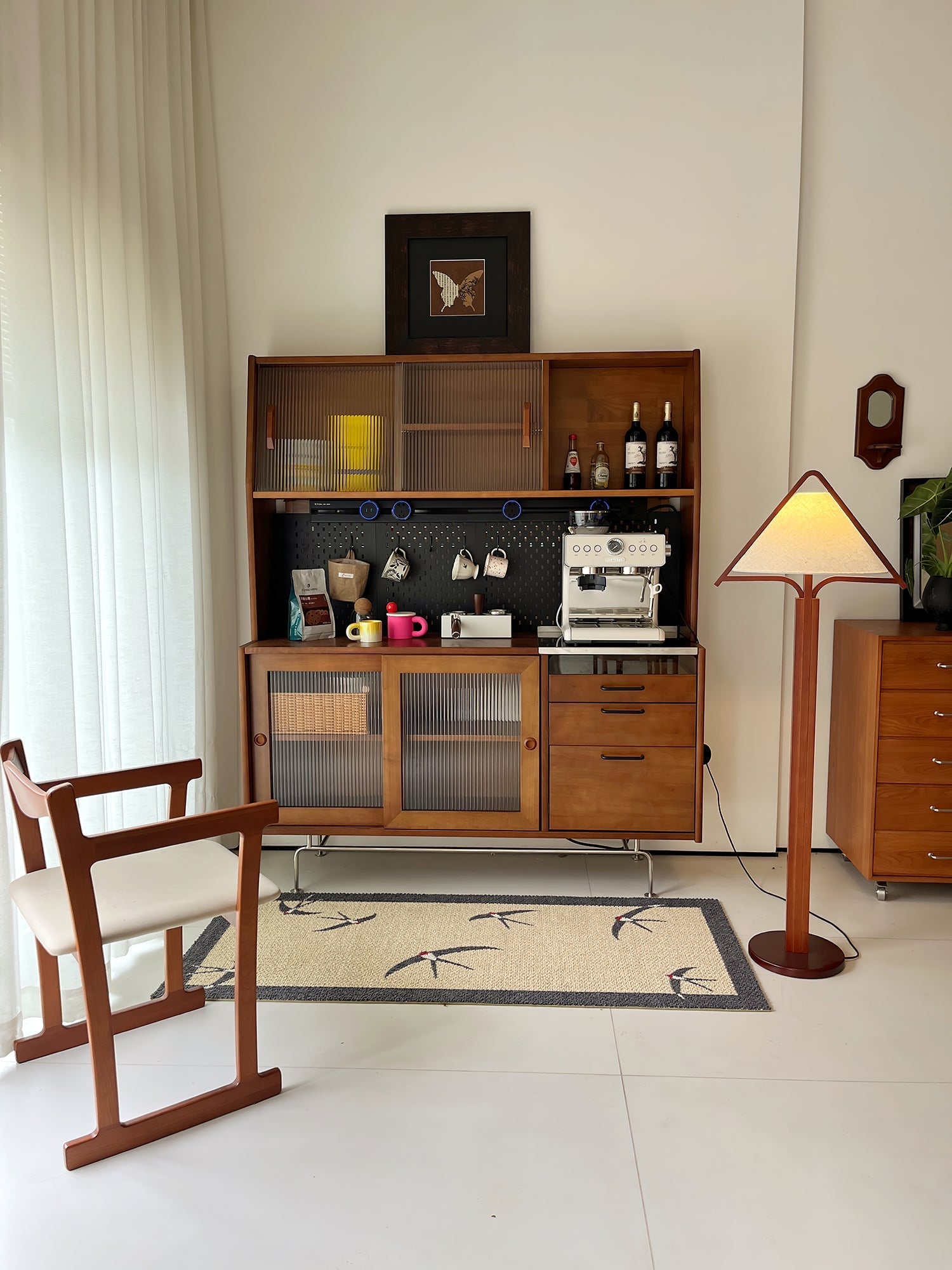 Ersolan Triangular Wood & Fabric Floor Lamp - Blowlighting