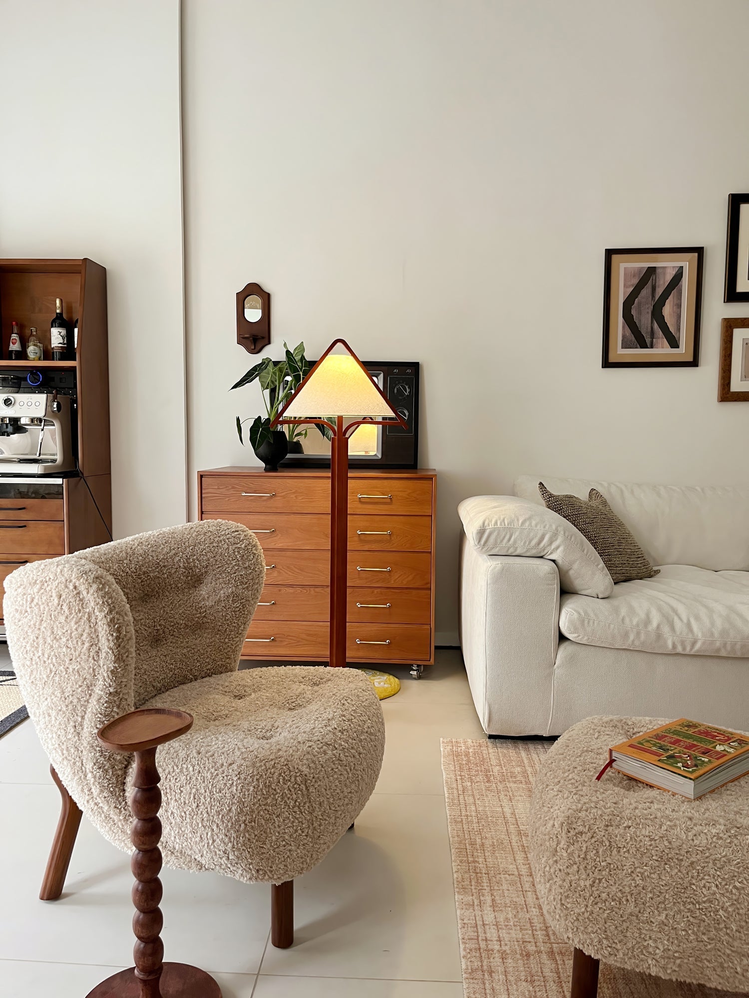 Ersolan Triangular Wood & Fabric Floor Lamp - Blowlighting