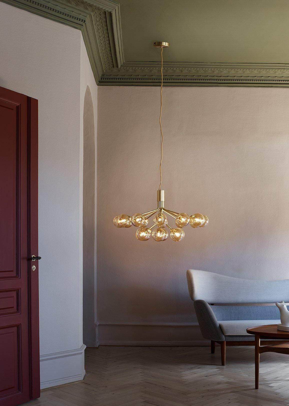 Lustra Pendant Lamp Glass Globe Cluster Brass - Letslighting