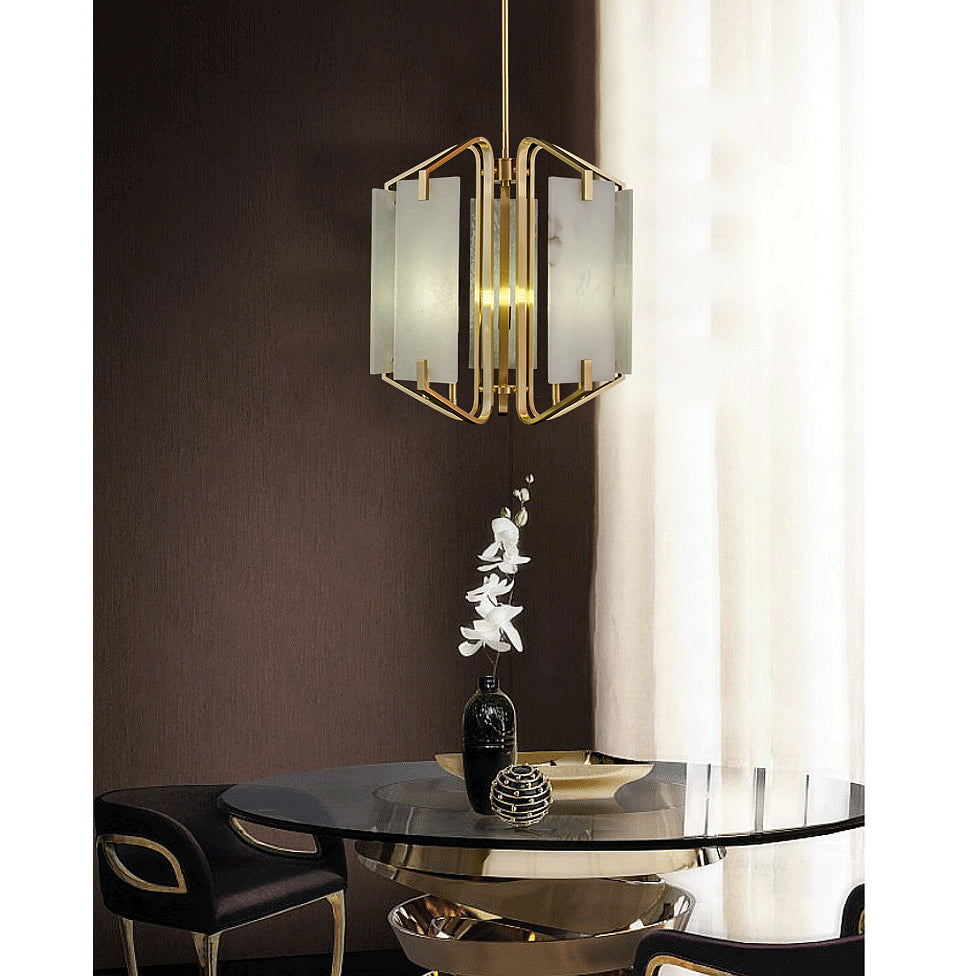 Luster Luxury Brass Alabaster Chandelier - Letslighting