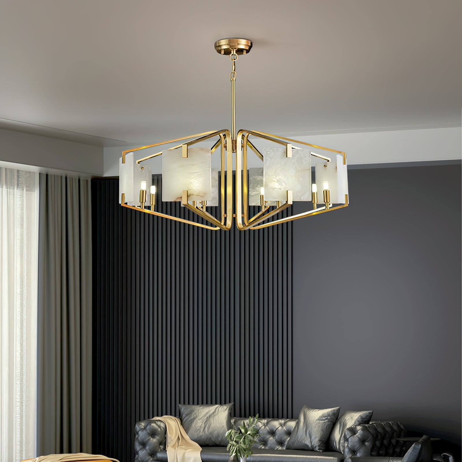 Luster Luxury Brass Alabaster Chandelier - Letslighting