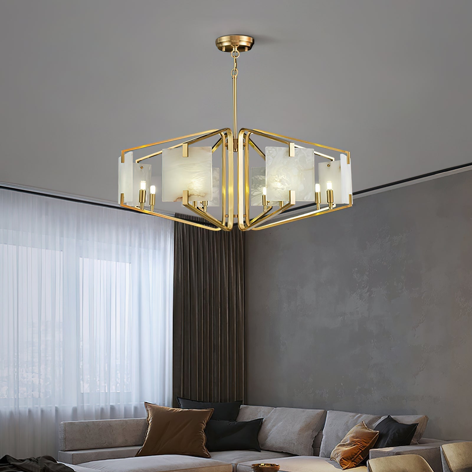 Luster Luxury Brass Alabaster Chandelier - Letslighting
