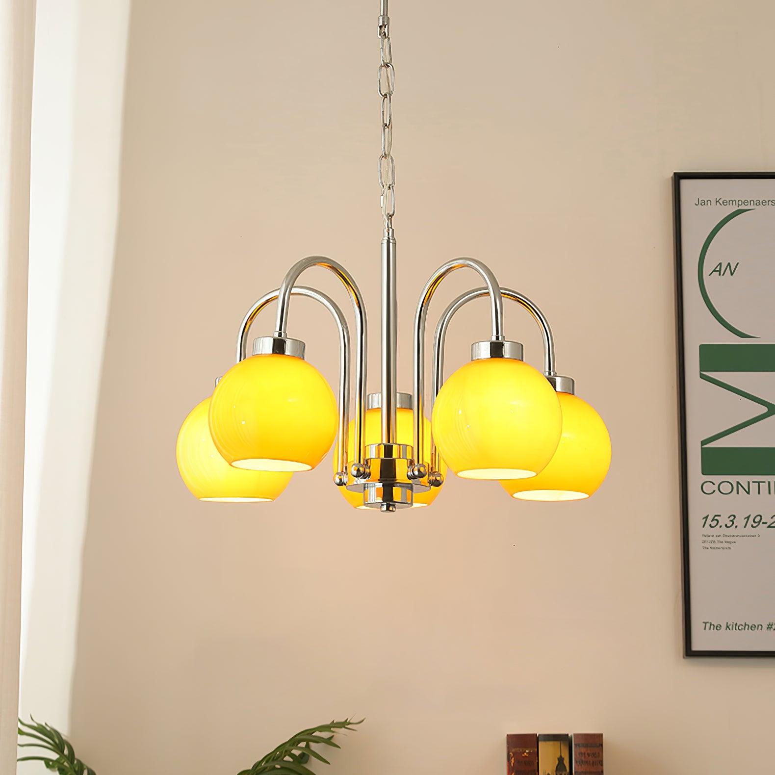 Lustra Chandelier Yellow Glass Globes - Letslighting