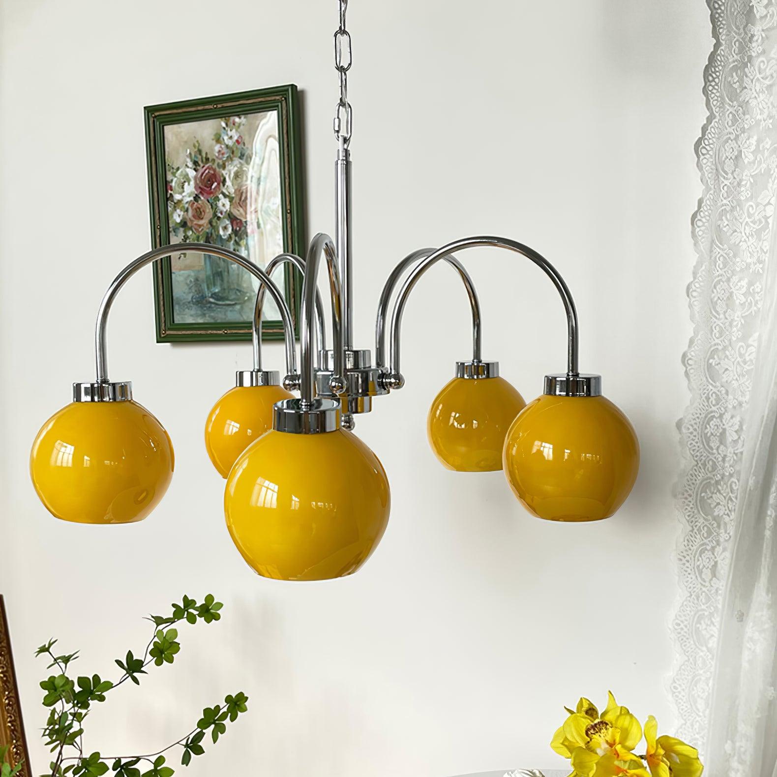 Lustra Chandelier Yellow Glass Globes - Letslighting