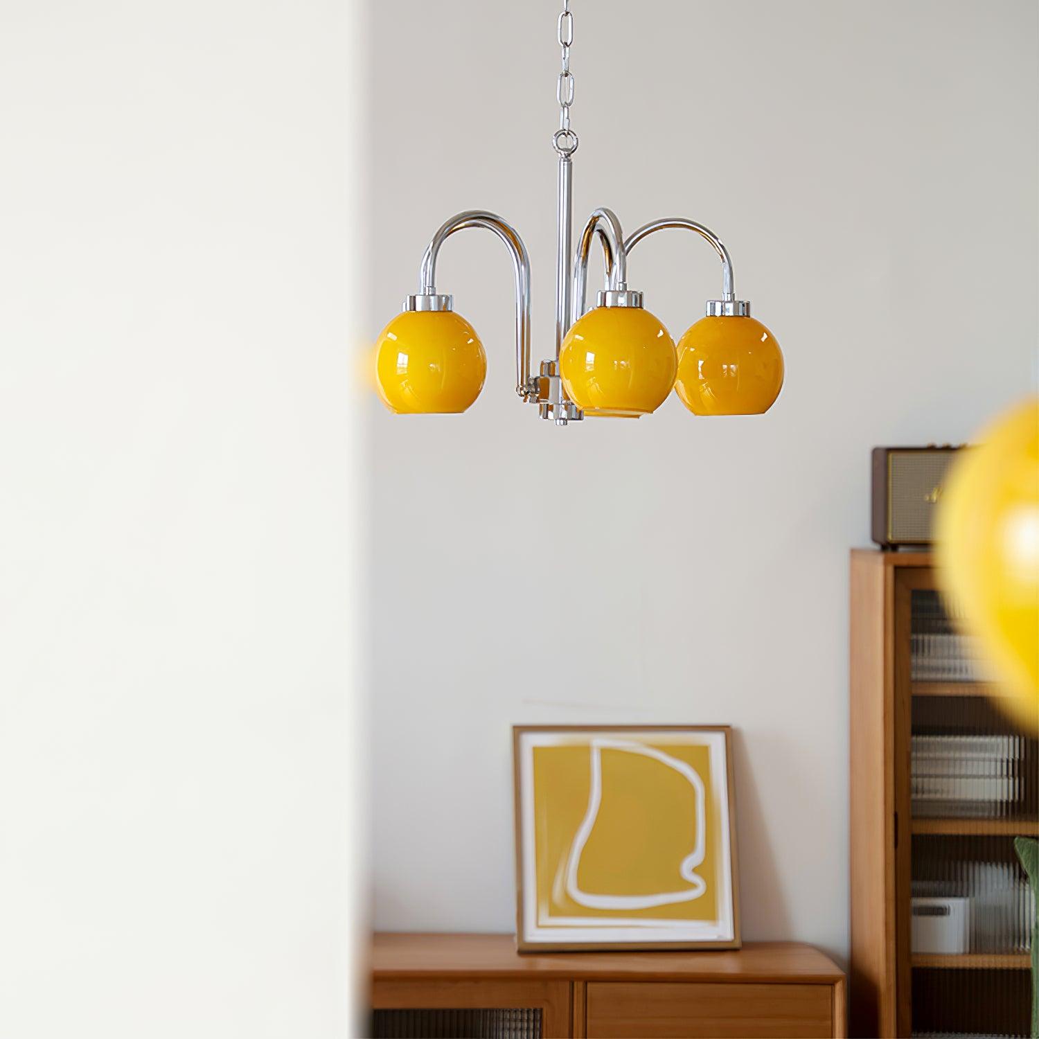 Lustra Chandelier Yellow Glass Globes - Letslighting