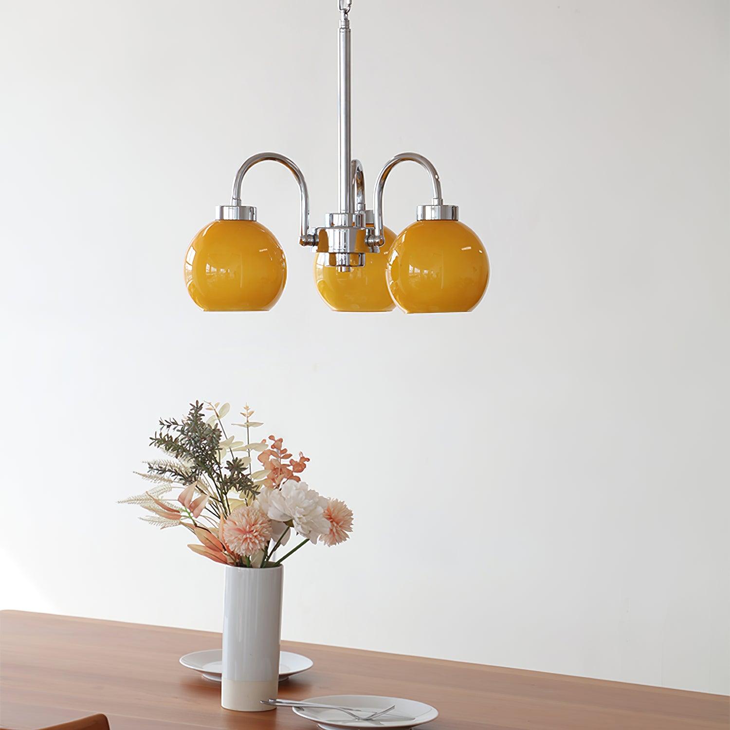 Lustra Chandelier Yellow Glass Globes - Letslighting