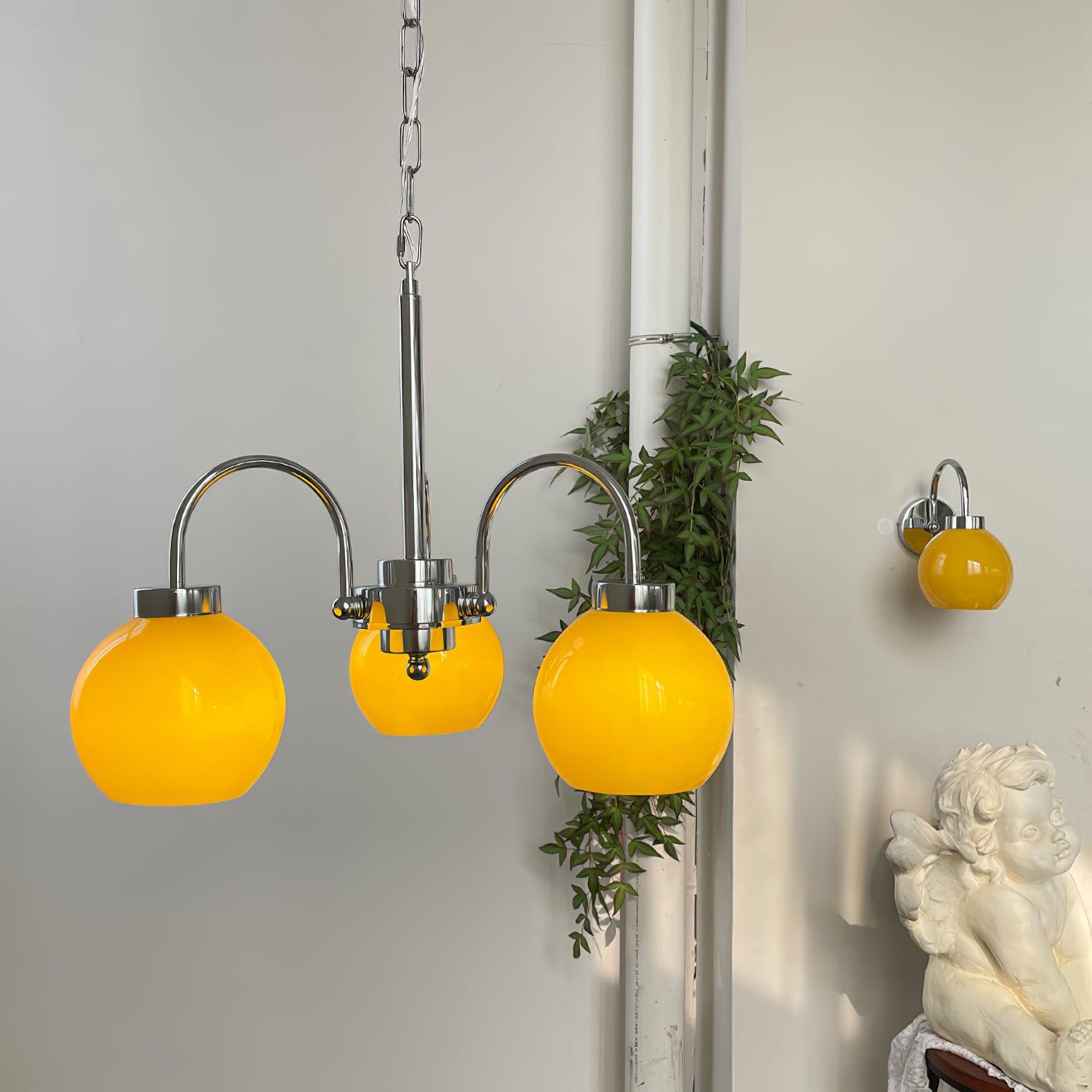 Lustra Chandelier Yellow Glass Globes - Letslighting
