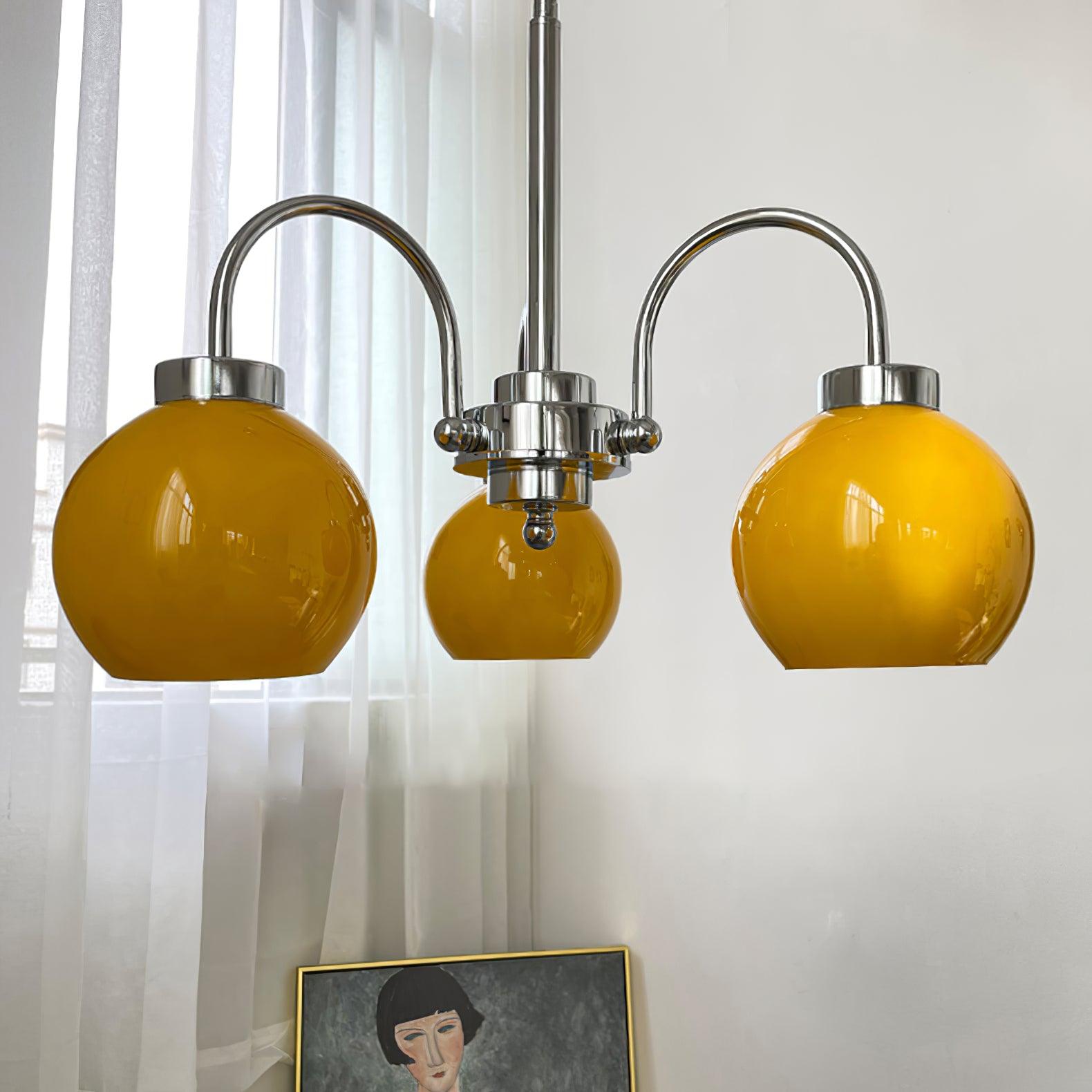 Lustra Chandelier Yellow Glass Globes - Letslighting