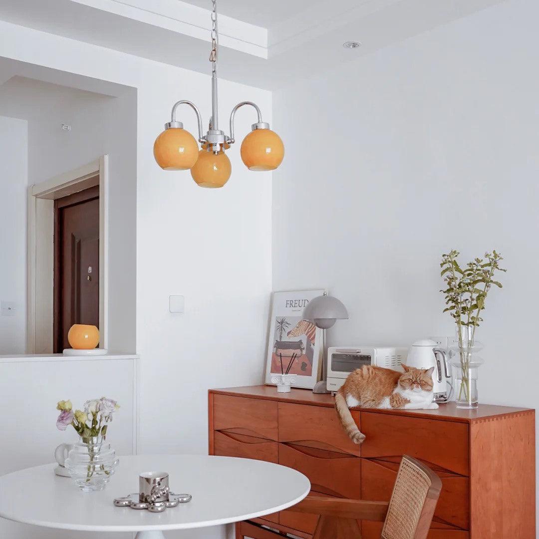 Lustra Chandelier Yellow Glass Globes - Letslighting
