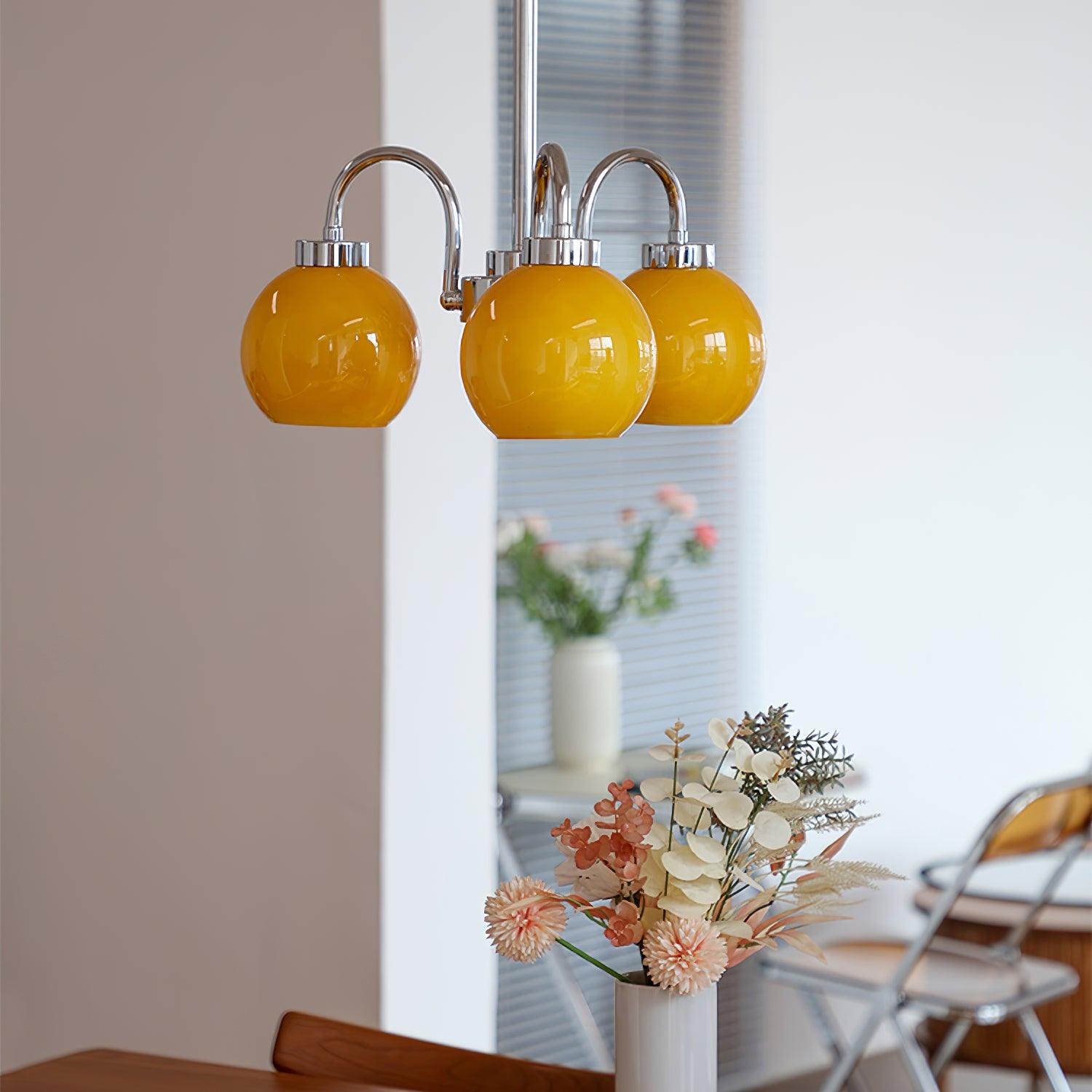 Lustra Chandelier Yellow Glass Globes - Letslighting