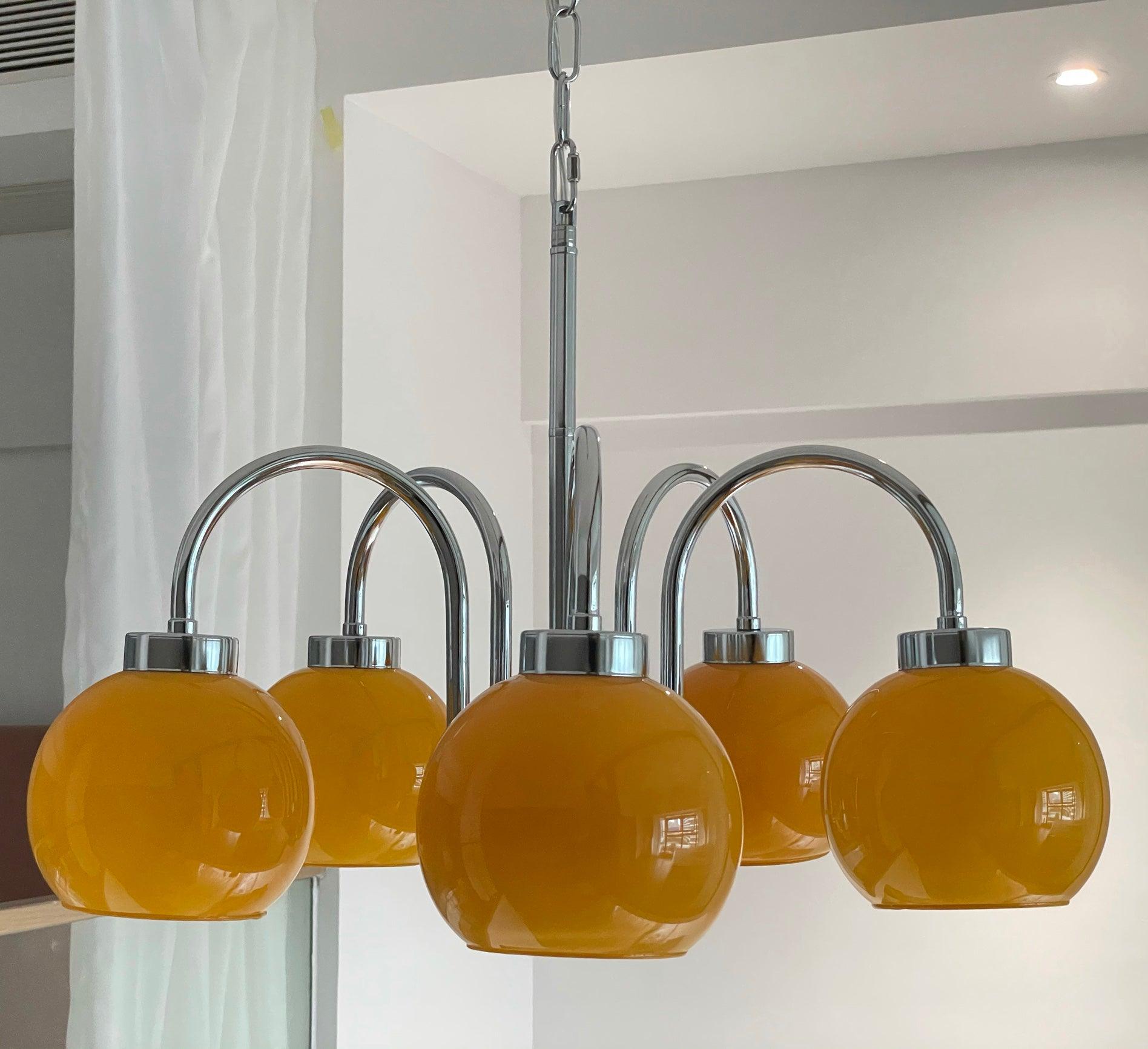 Lustra Chandelier Yellow Glass Globes - Letslighting