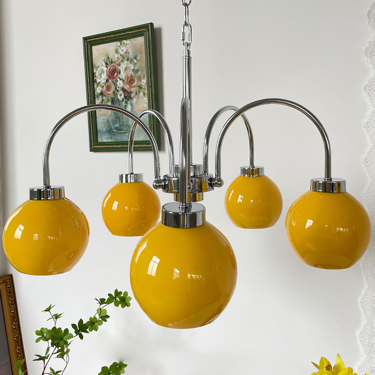 Lustra Chandelier Yellow Glass Globes - Letslighting