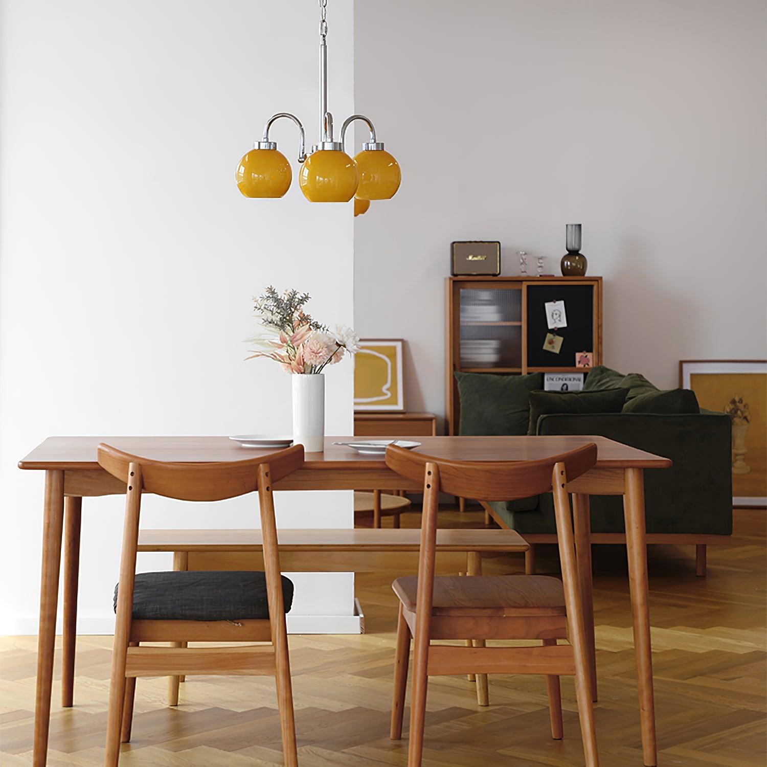 Lustra Chandelier Yellow Glass Globes - Letslighting