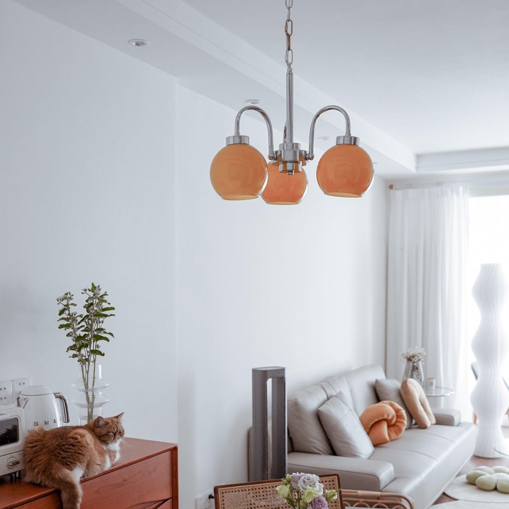 Lustra Chandelier Yellow Glass Globes - Letslighting