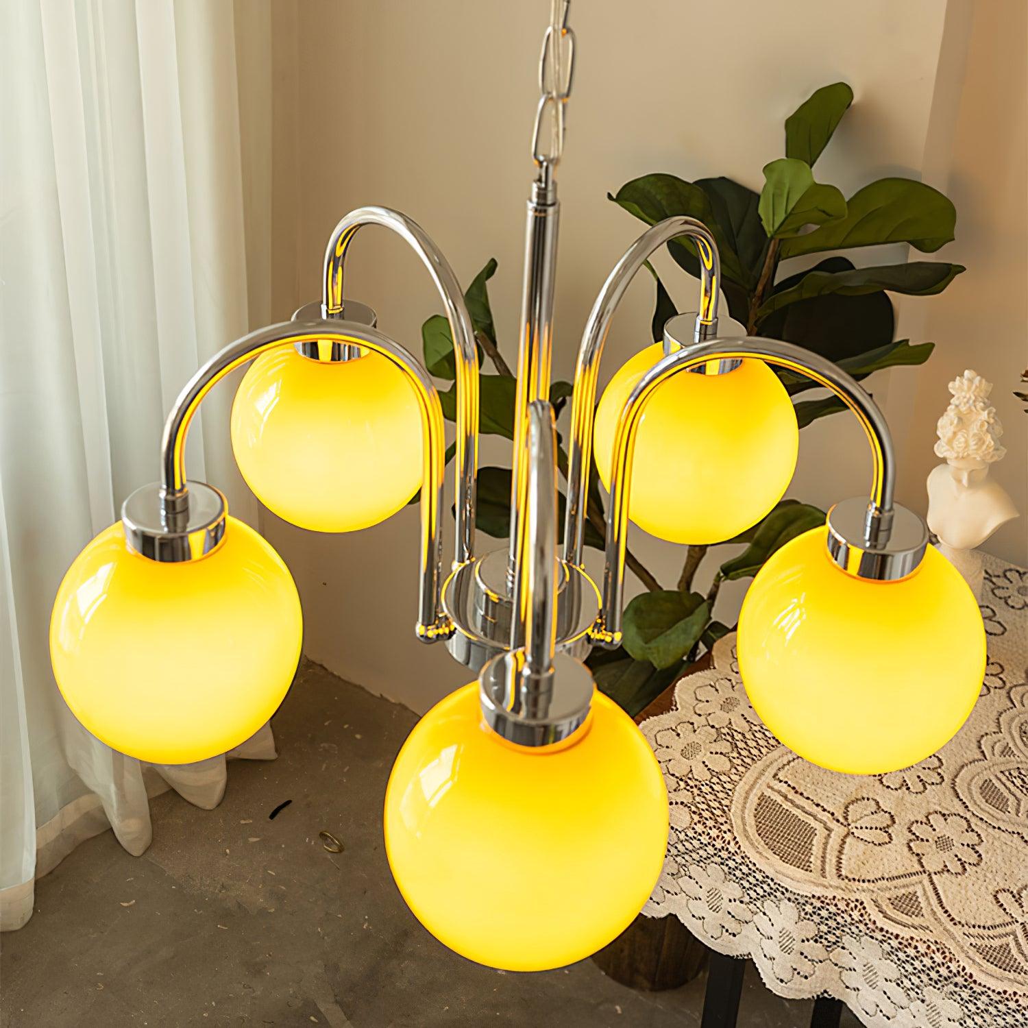 Lustra Chandelier Yellow Glass Globes - Letslighting