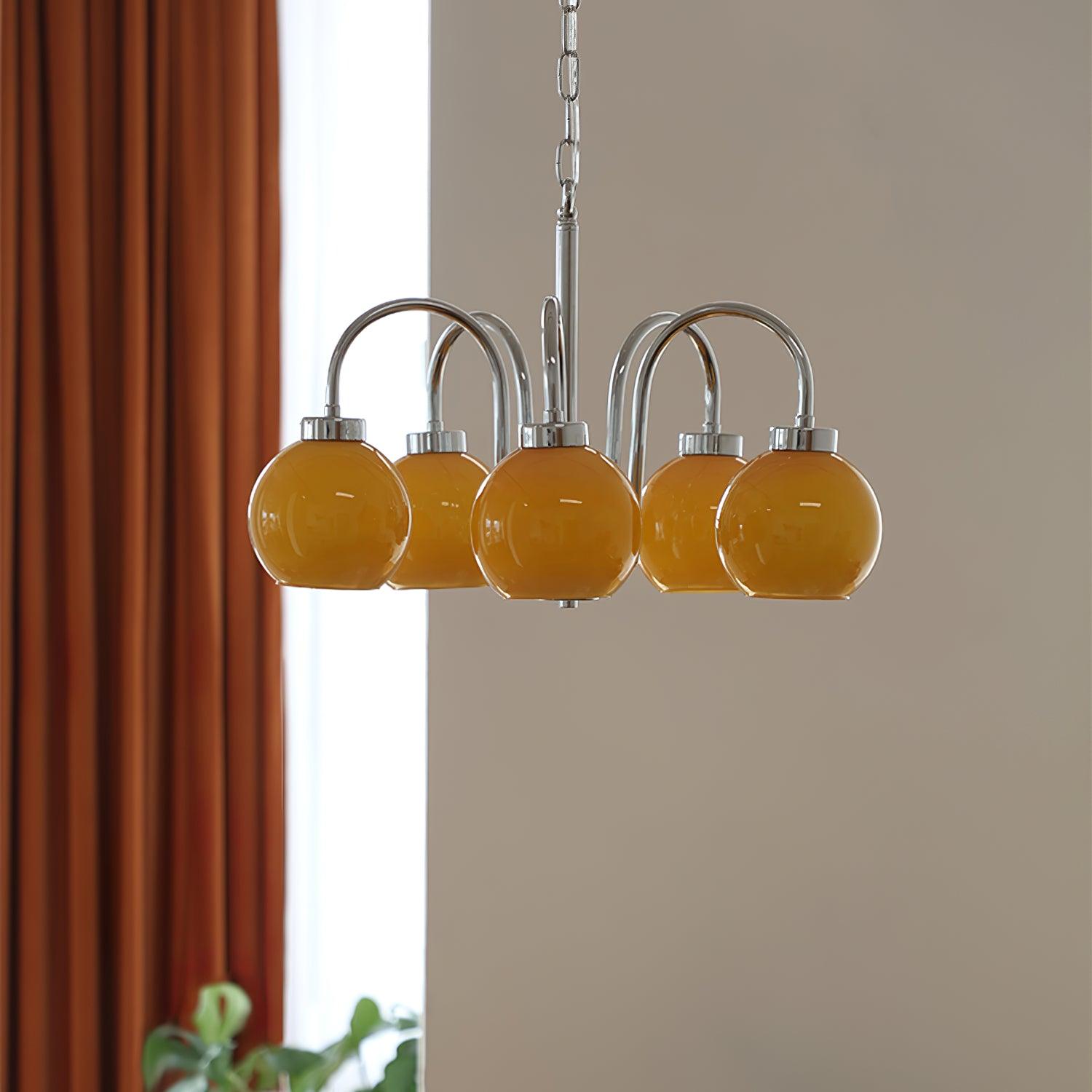 Lustra Chandelier Yellow Glass Globes - Letslighting