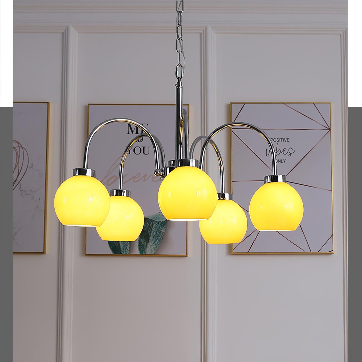 Lustra Chandelier Yellow Glass Globes - Letslighting