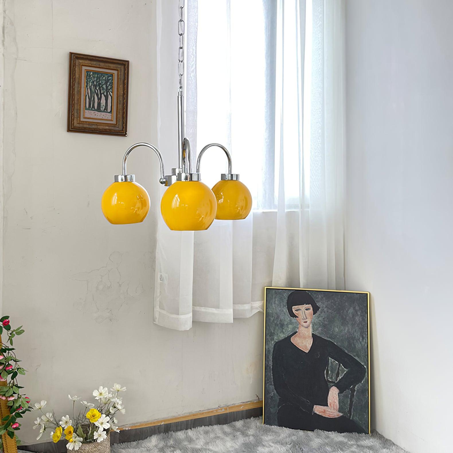Lustra Chandelier Yellow Glass Globes - Letslighting