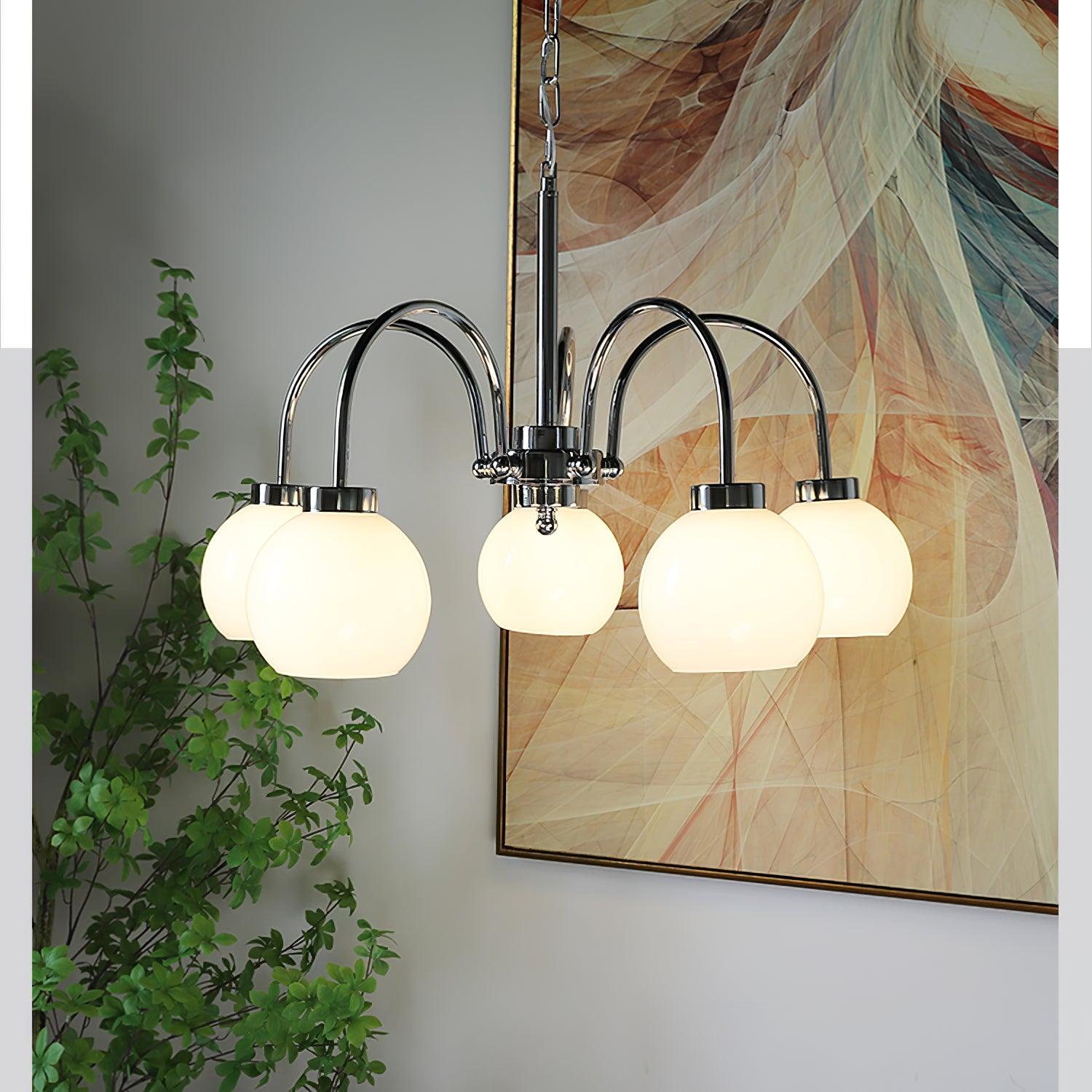 Lustra Chandelier Yellow Glass Globes - Letslighting