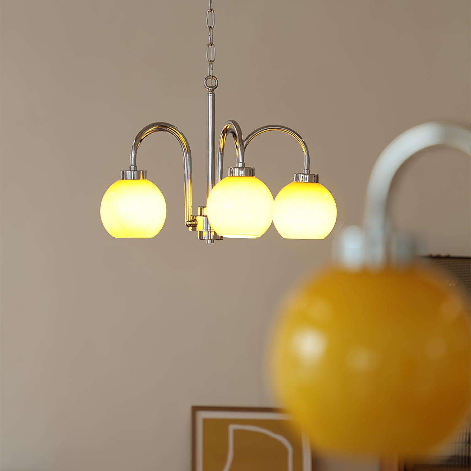 Lustra Chandelier Yellow Glass Globes - Letslighting