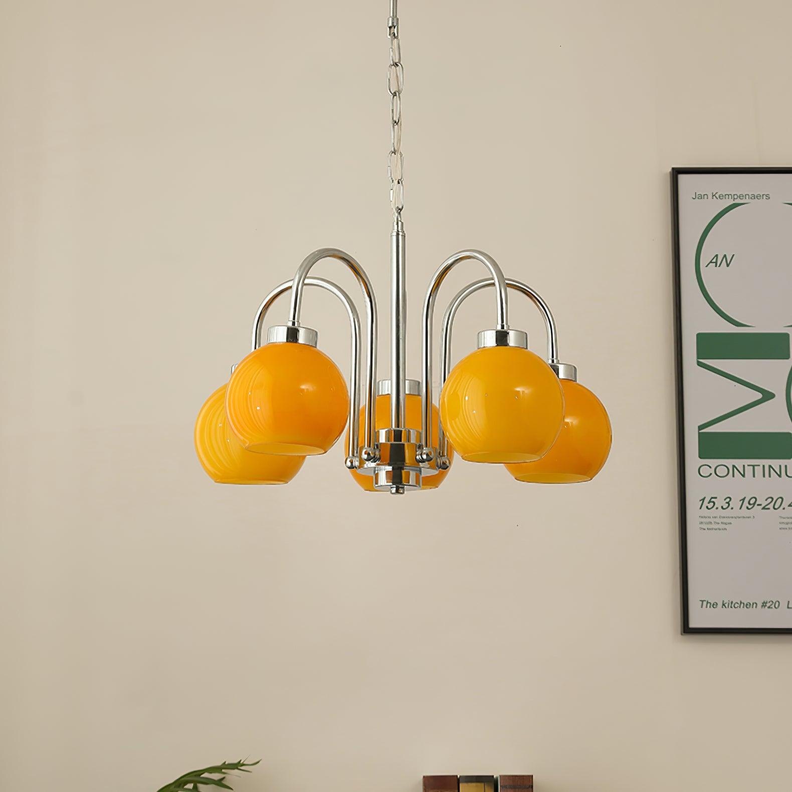 Lustra Chandelier Yellow Glass Globes - Letslighting
