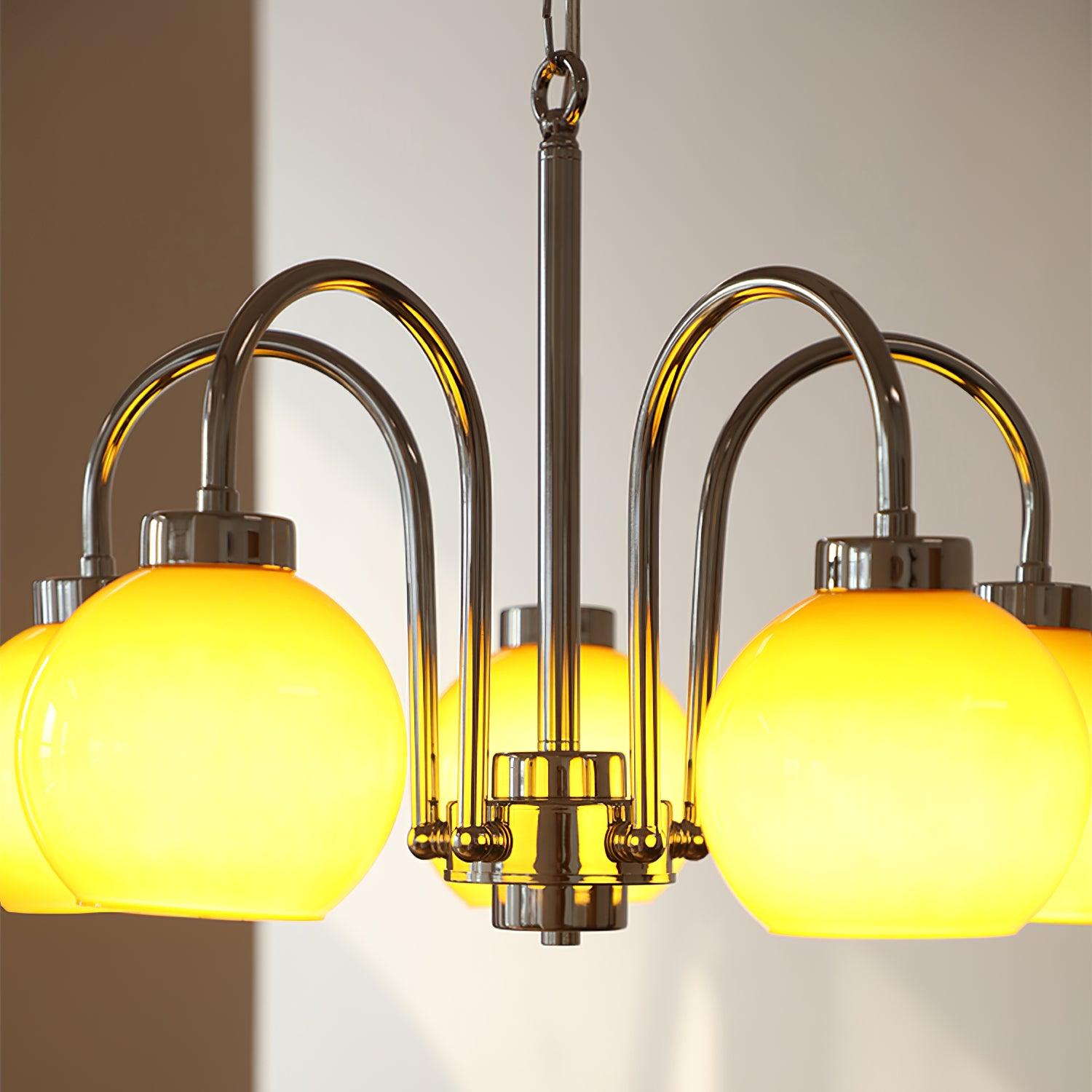 Lustra Chandelier Yellow Glass Globes - Letslighting