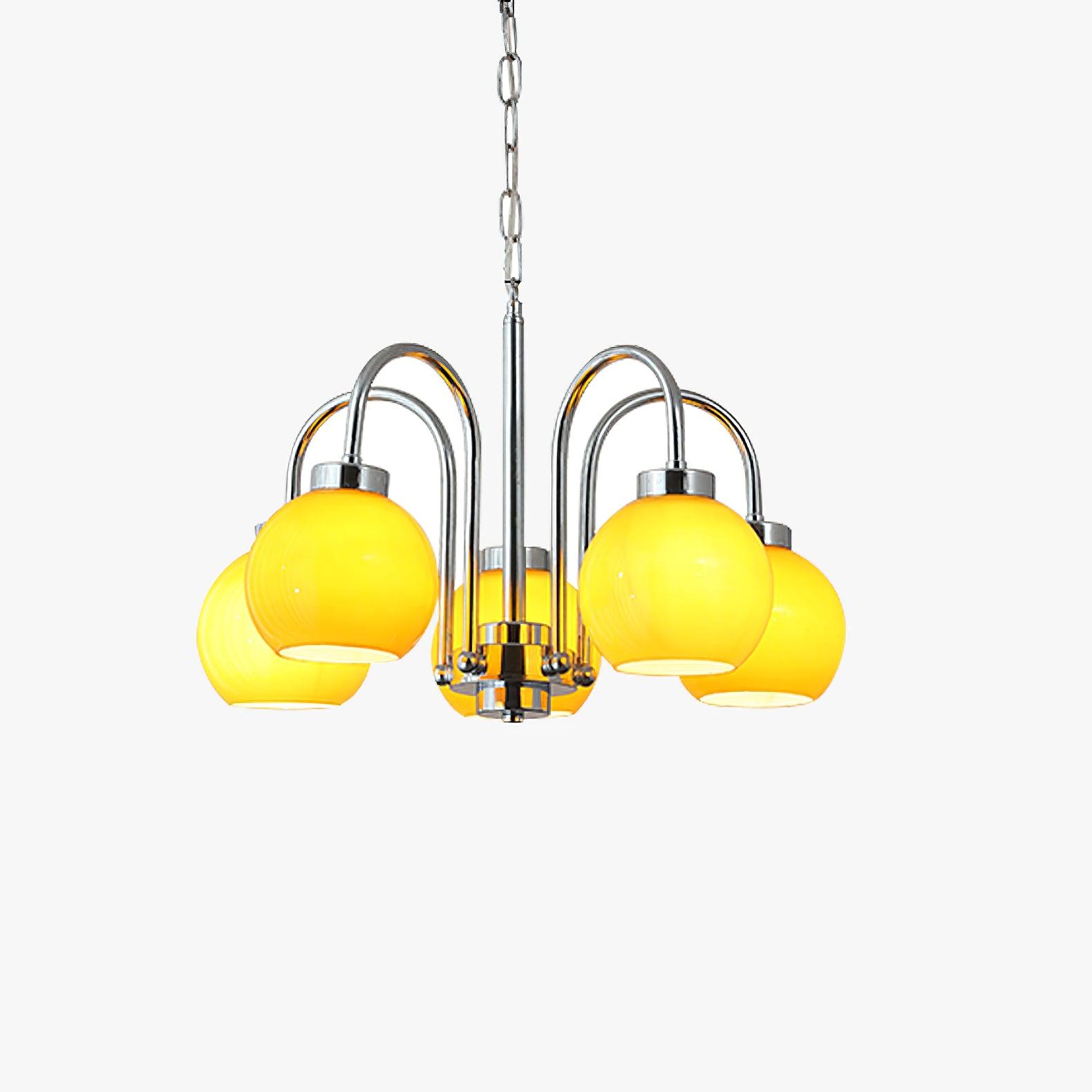 Lustra Chandelier Yellow Glass Globes - Letslighting