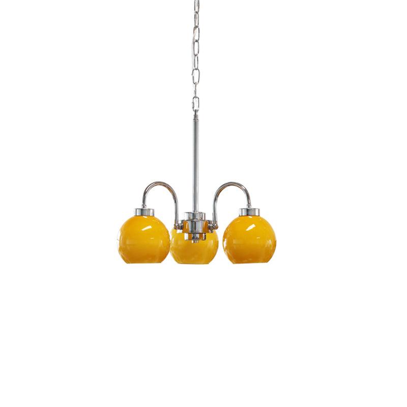 Lustra Chandelier Yellow Glass Globes - Letslighting