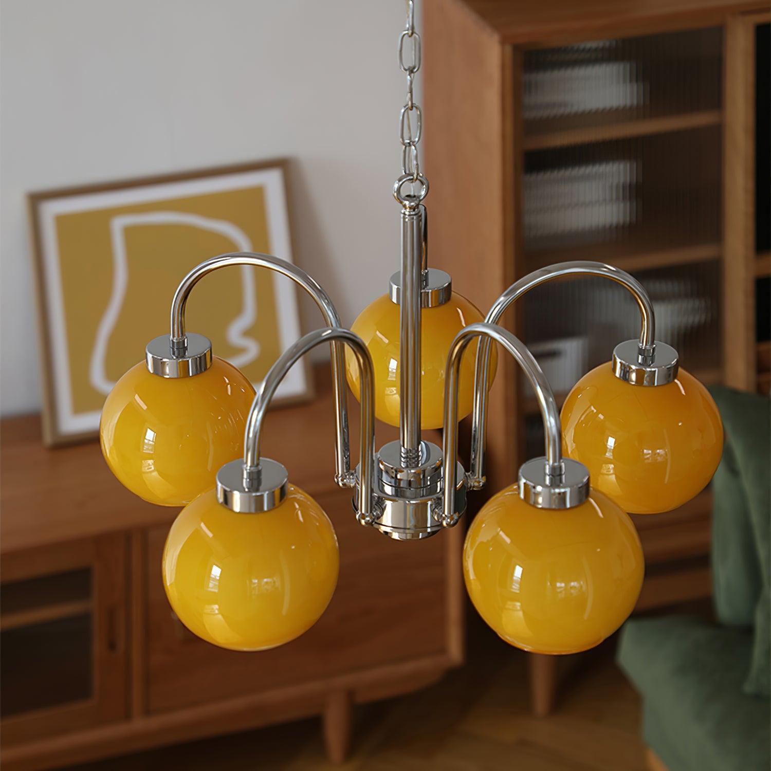 Lustra Chandelier Yellow Glass Globes - Letslighting