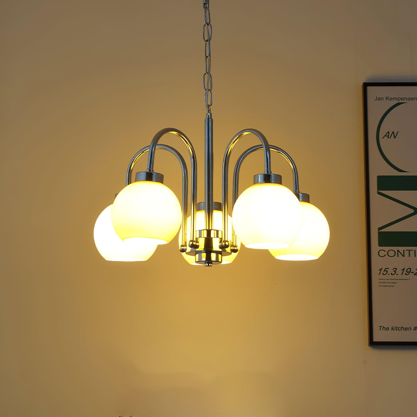 Lustra Chandelier Yellow Glass Globes - Letslighting