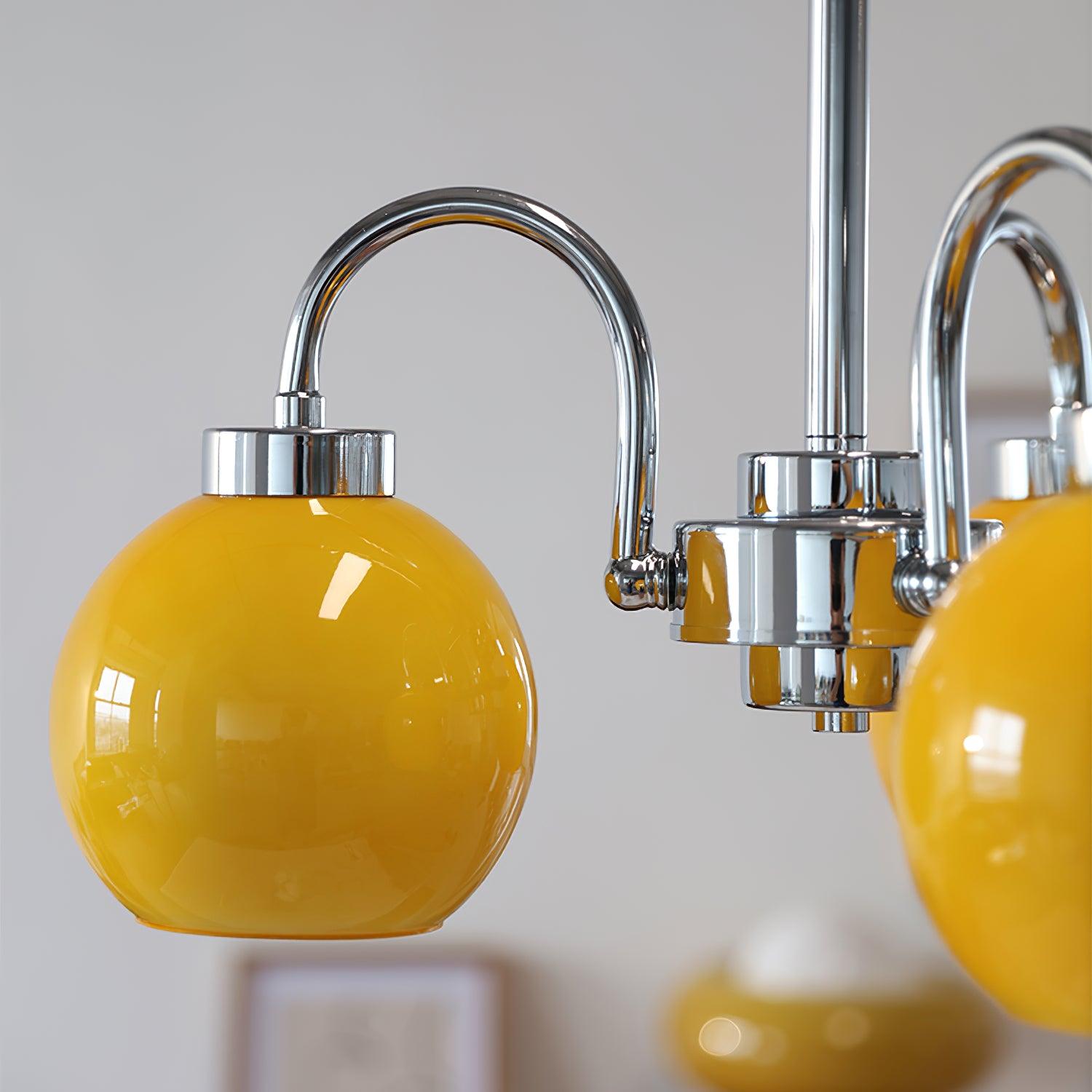 Lustra Chandelier Yellow Glass Globes - Letslighting