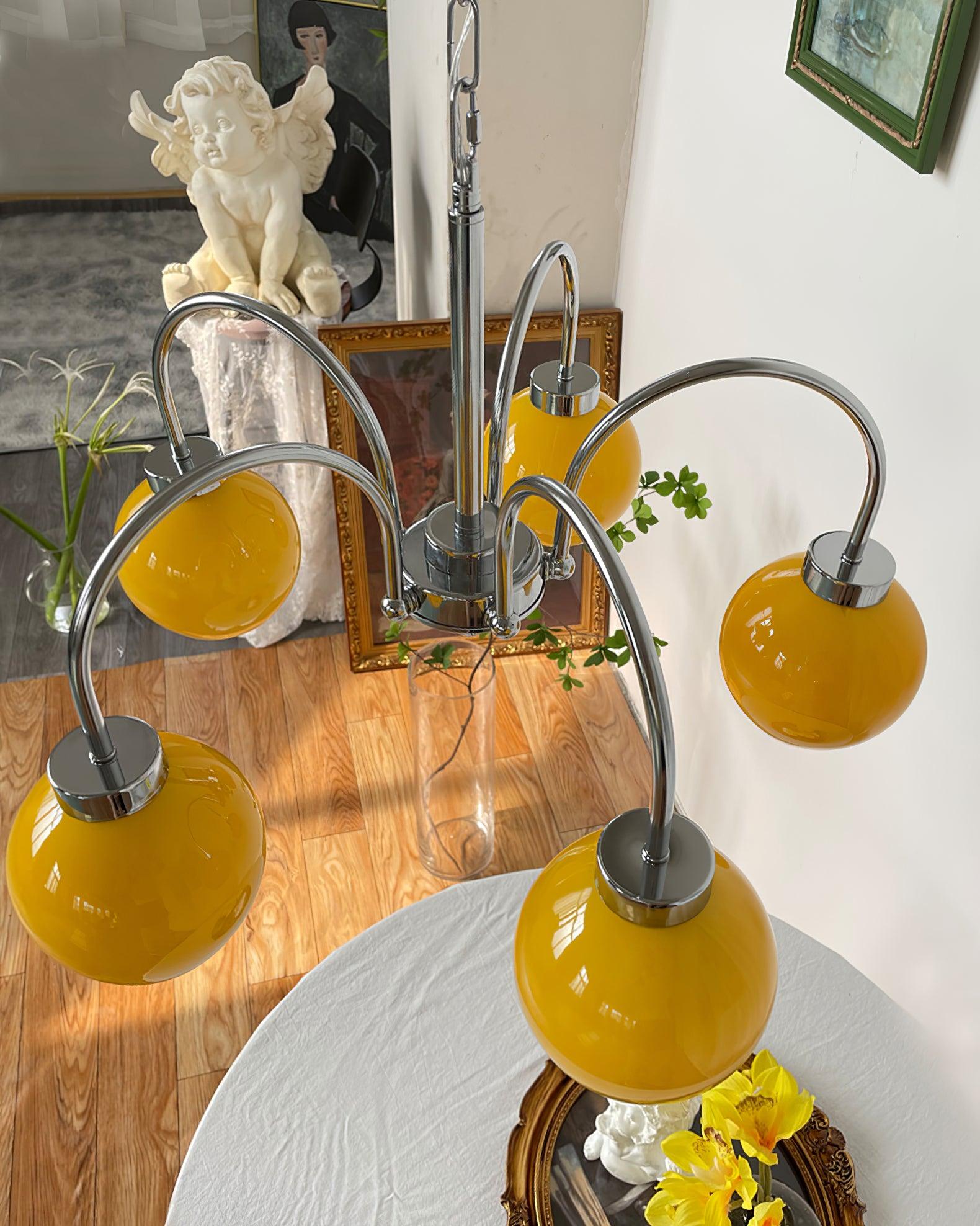 Lustra Chandelier Yellow Glass Globes - Letslighting