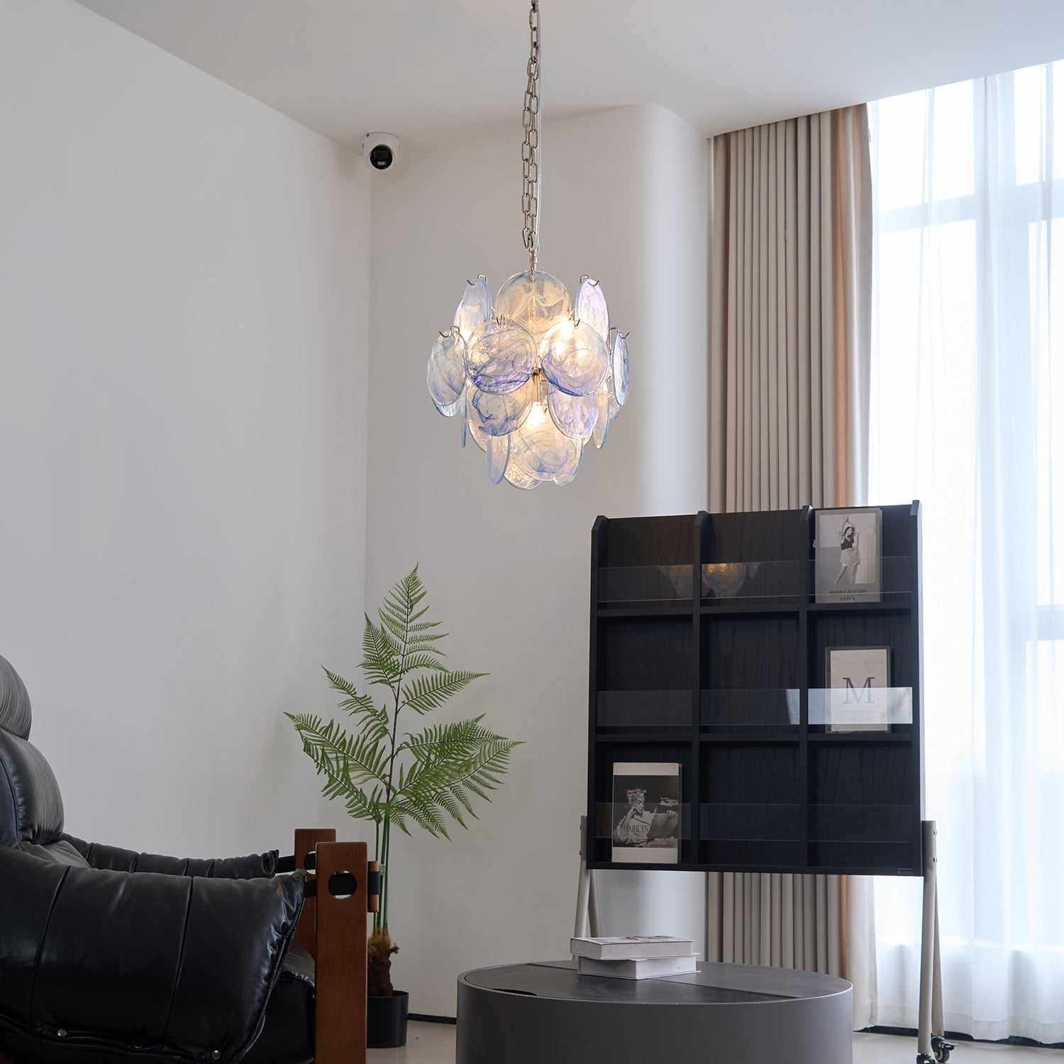 Aurora Chandelier Aqua Blue Murano Glass Disc Coastal - Letslighting